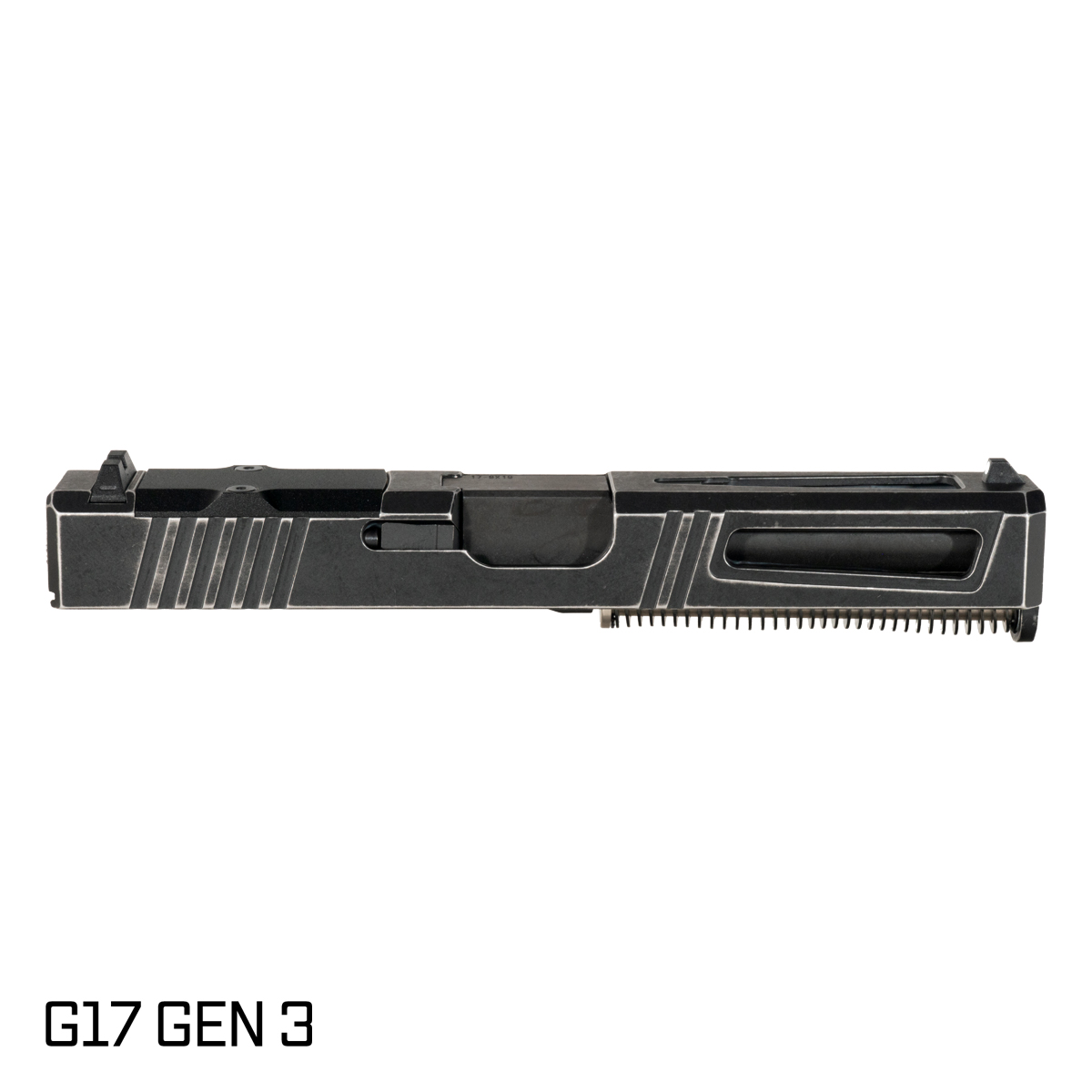 DTT Stiffler MFG Lionheart Crowned Nitride Barrel G17 Gen 1-3 Compatible 9MM 17-4 Stainless Steel Space Worn Cerakote Complete Slide Kit