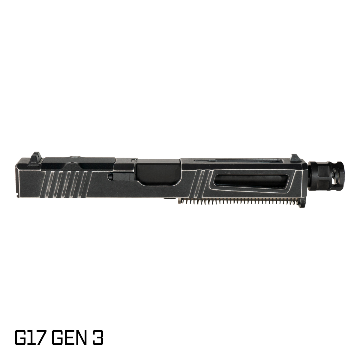DTT Stiffler MFG Lionheart Threaded Nitride Barrel G17 Gen 1-3 Compatible 9MM 17-4 Stainless Steel Space Worn Cerakote Complete Slide Kit, Armaspec PAWN Micro Compensator