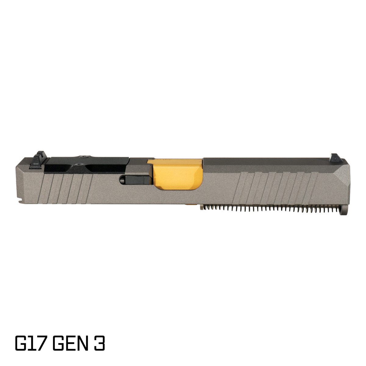 DTT Stiffler MFG Valkyrie Crowned Gold TiN Barrel G17 Gen 1-3 Compatible 9MM 17-4 Stainless Steel Tungsten Cerakote Complete Slide Kit