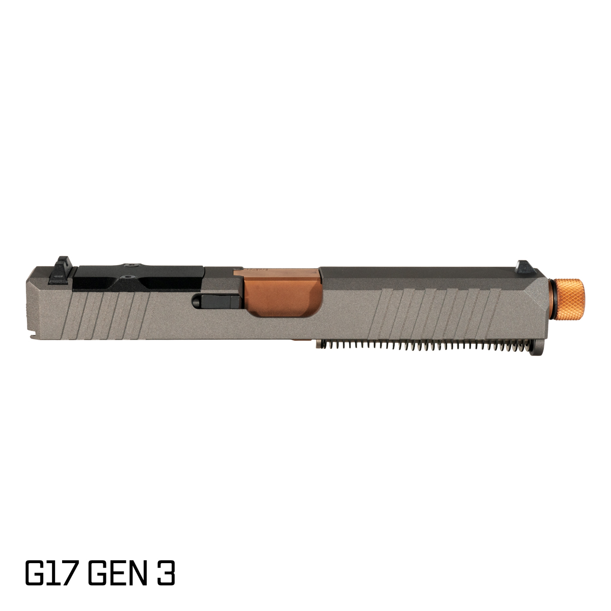 DTT Stiffler MFG Valkyrie Threaded Copper PVD Barrel G17 Gen 1-3 Compatible 9MM 17-4 Stainless Steel Tungsten Cerakote Complete Slide Kit