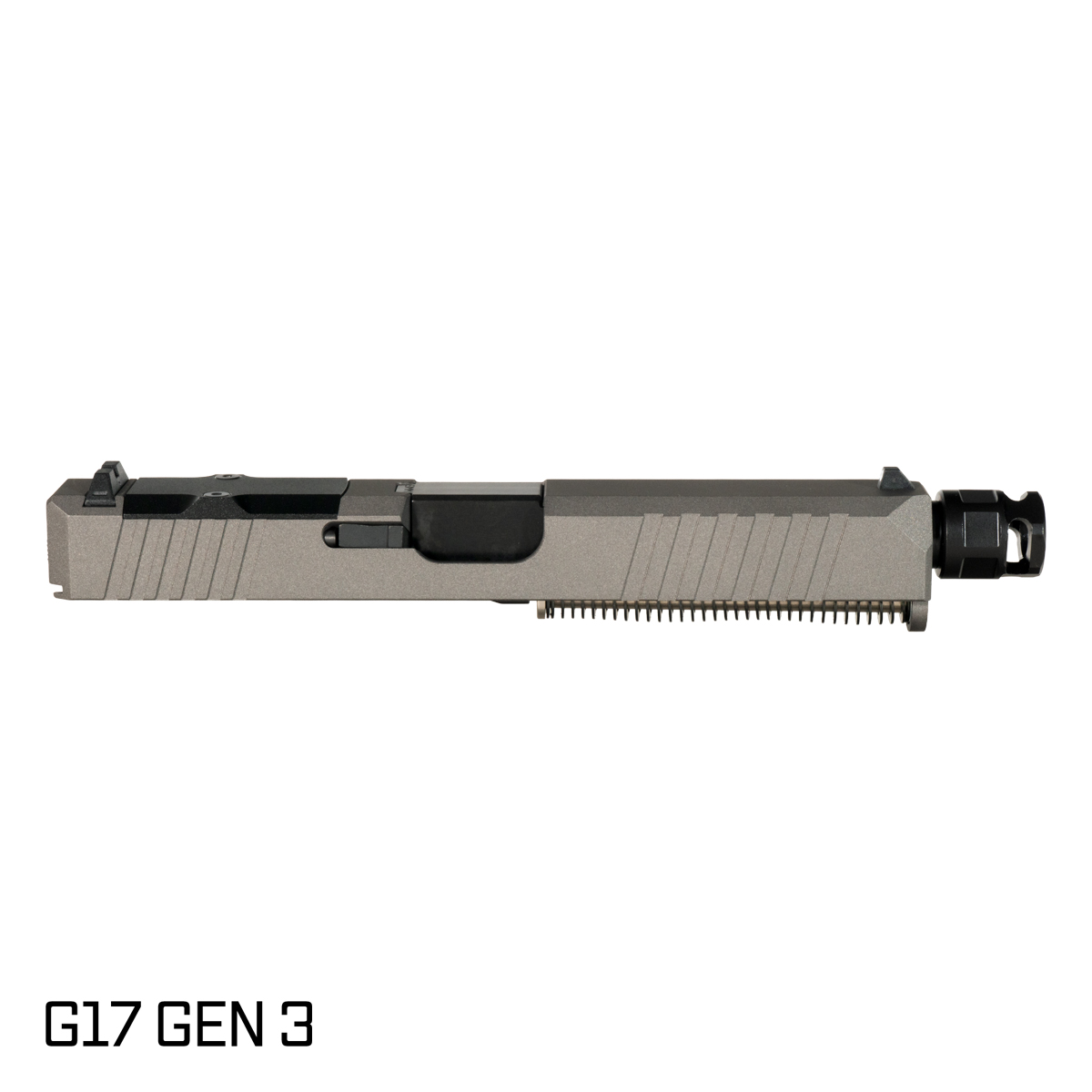 DTT Stiffler MFG Valkyrie Threaded Nitride Barrel G17 Gen 1-3 Compatible 9MM 17-4 Stainless Steel Tungsten Cerakote Complete Slide Kit, Armaspec PAWN Micro Compensator