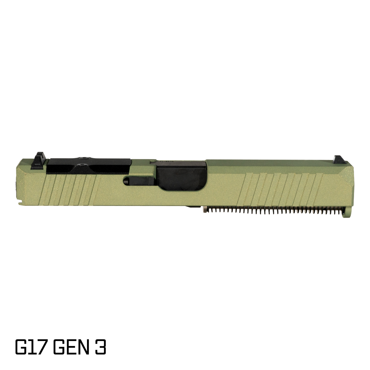 DTT Stiffler MFG Valkyrie Crowned Nitride Barrel G17 Gen 1-3 Compatible 9MM 17-4 Stainless Steel Crocodile Green Cerakote Complete Slide Kit