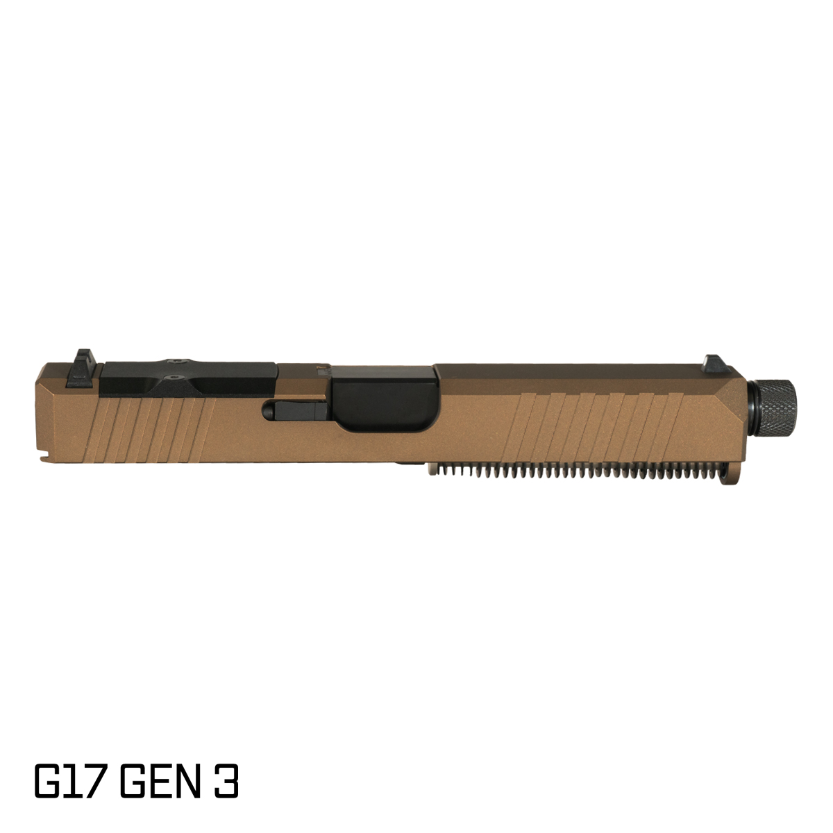 DTT Stiffler MFG Valkyrie Threaded Nitride Barrel G17 Gen 1-3 Compatible 9MM 17-4 Stainless Steel Burnt Bronze Cerakote Complete Slide Kit