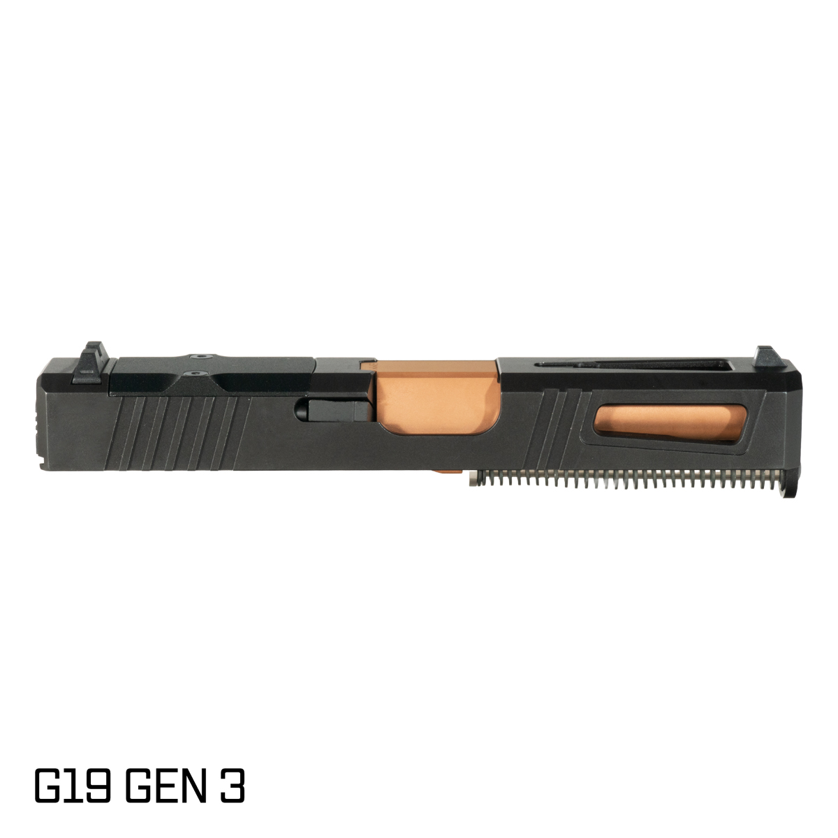 DTT Stiffler MFG Lionheart Crowned Copper PVD Barrel G19 Gen 1-3 Compatible 9MM 17-4 Stainless Steel Black Nitride Complete Slide Kit