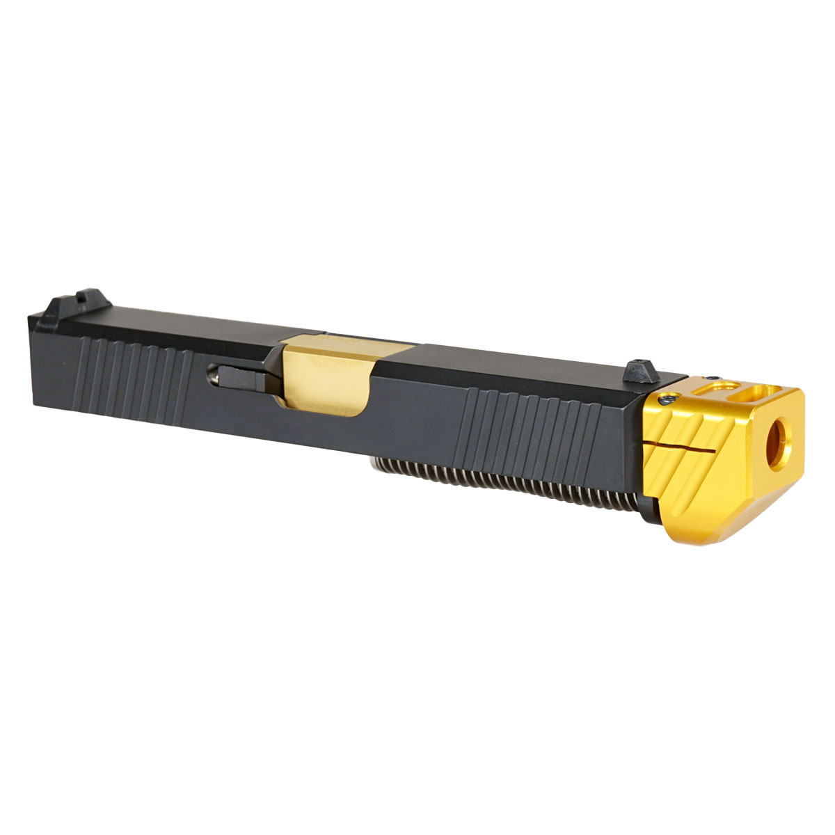 OTD 'Oakley V2 w/ Gold Compensator' 9mm Complete Slide Kit - Glock 19 Gen 1-3 Compatible