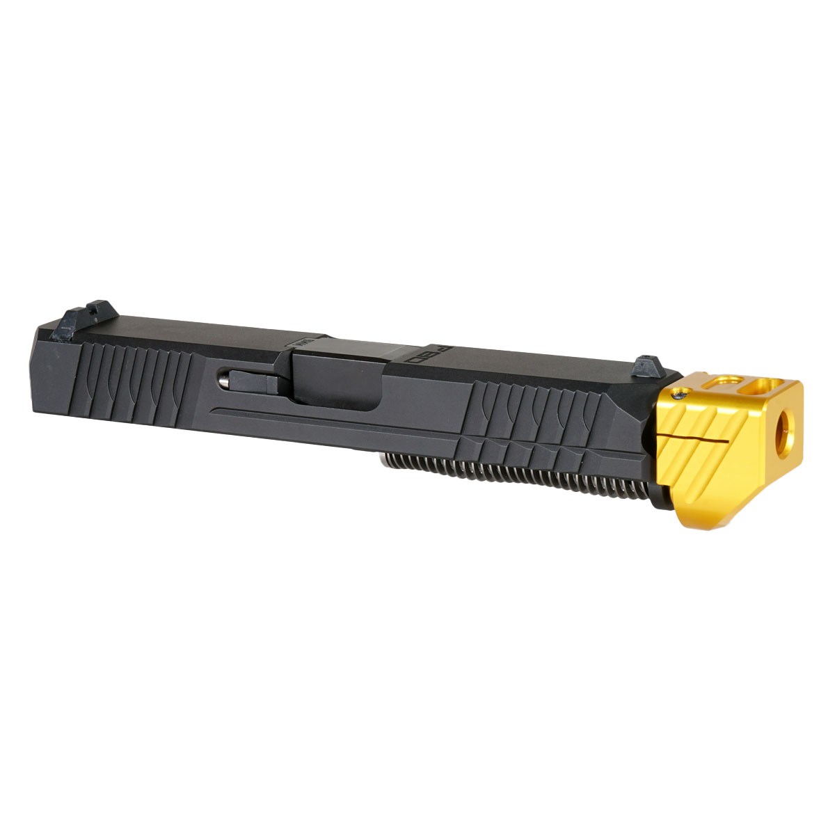 DD 'Paracausal V2 w/ Gold Compensator' 9mm Complete Slide Kit - Glock 19 Gen 1-3 Compatible
