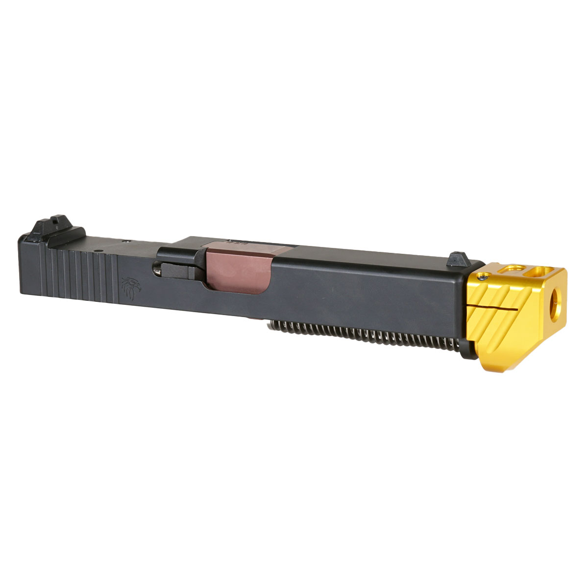 DTT 'Blockbuster V2 w/ Gold Compensator' 9mm Complete Slide Kit - Glock 19 Gen 1-3 Compatible