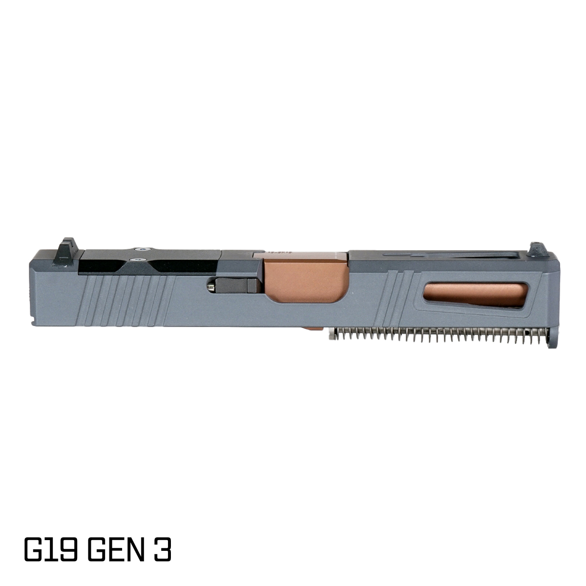 DTT Stiffler MFG Lionheart Copper PVD Barrel G19 Gen 1-3 Compatible 9MM Sniper Gray RMR Complete Slide Kit