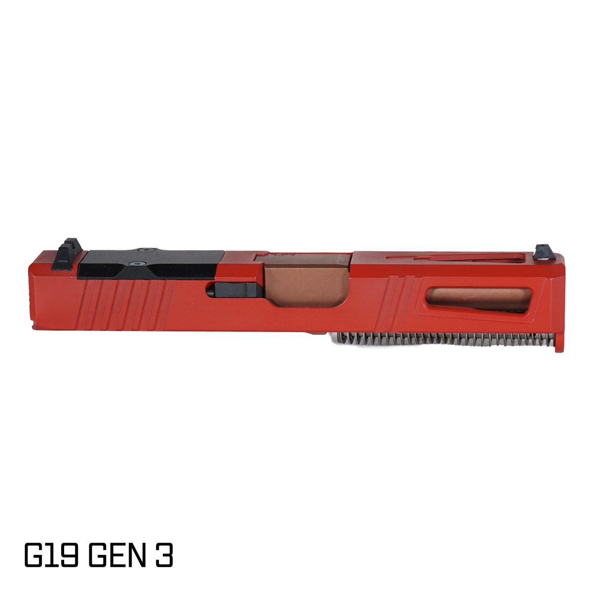 DTT Stiffler MFG Lionheart Copper PVD Barrel G19 Gen 1-3 Compatible 9MM Red Crimson RMR Complete Slide Kit