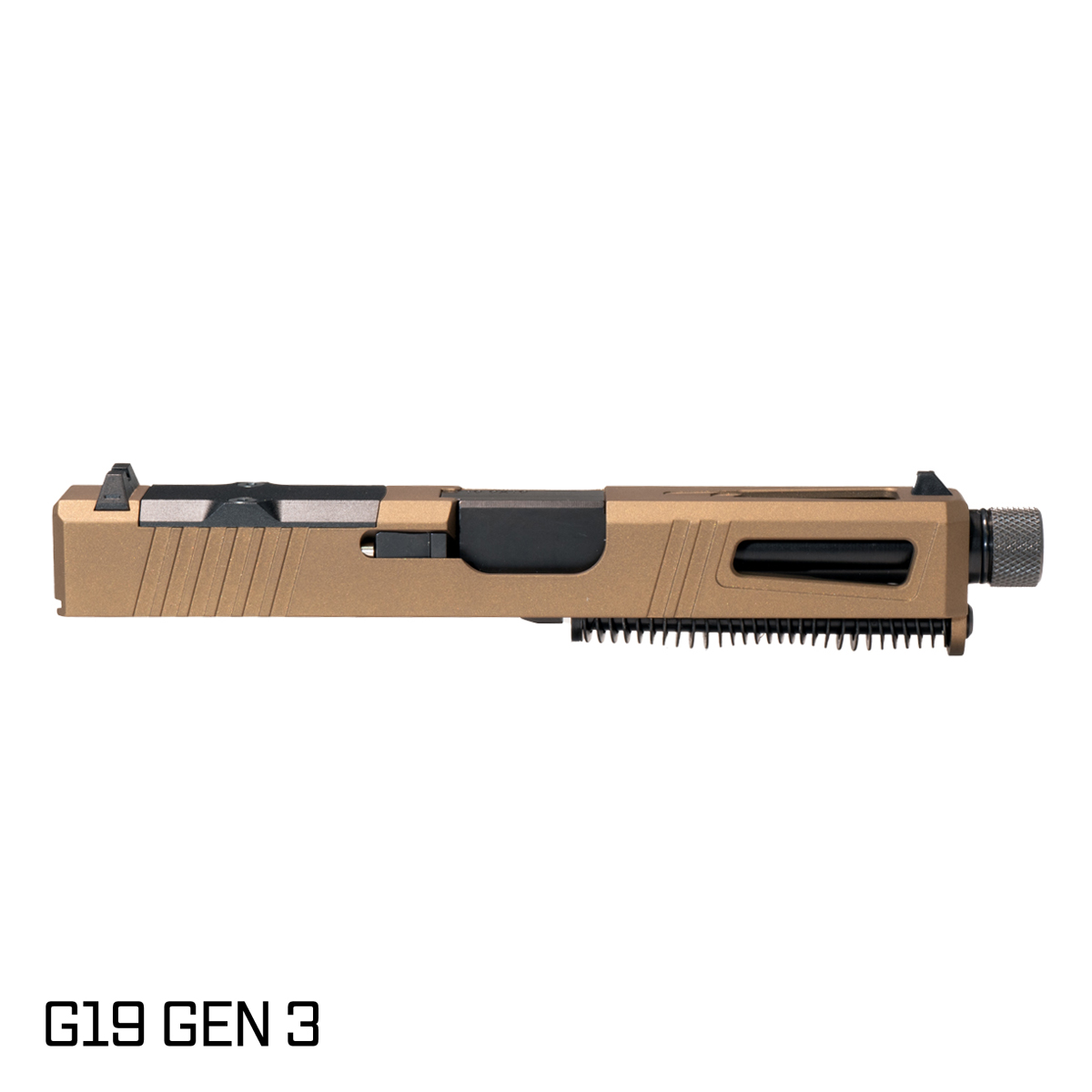 DTT Stiffler MFG Lionheart Threaded Nitride Barrel G19 Gen 1-3 Compatible 9MM Burnt Bronze RMR Complete Slide Kit