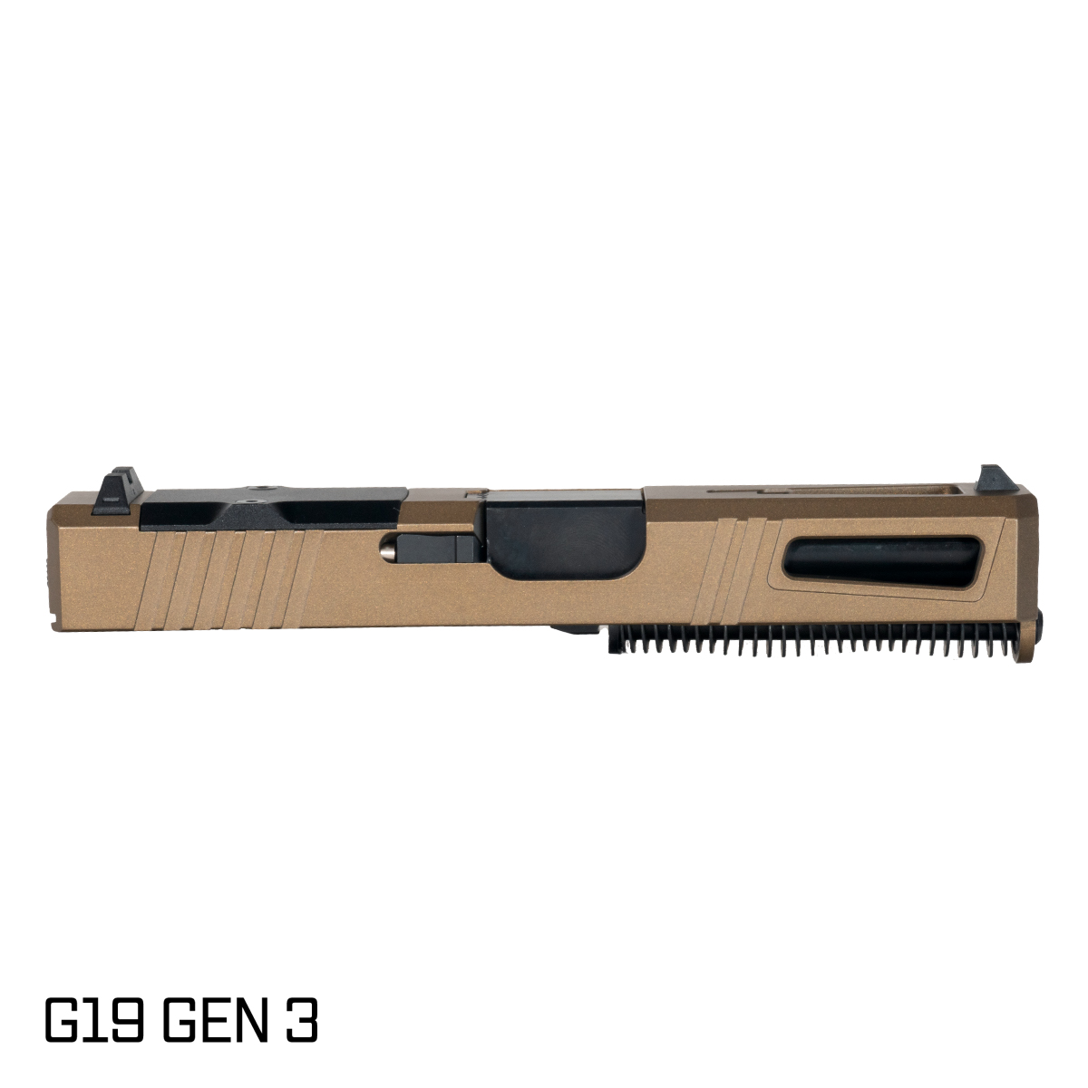 DTT Stiffler MFG Lionheart Ported Nitride Barrel G19 Gen 1-3 Compatible 9MM Burnt Bronze RMR Complete Slide Kit