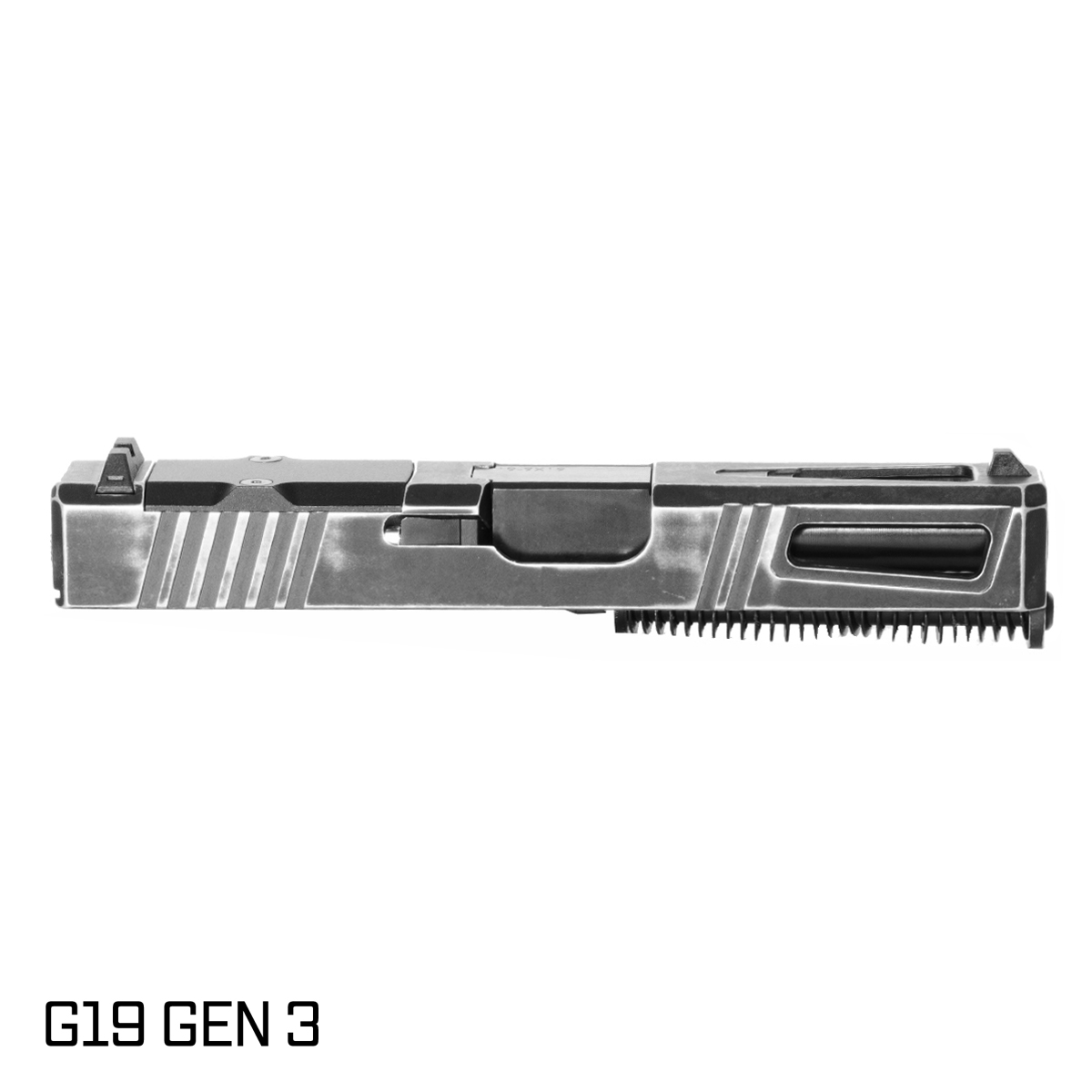 DTT Stiffler MFG Lionheart Ported Nitride Barrel G19 Gen 1-3 Compatible 9MM Space Worn Black RMR Complete Slide Kit