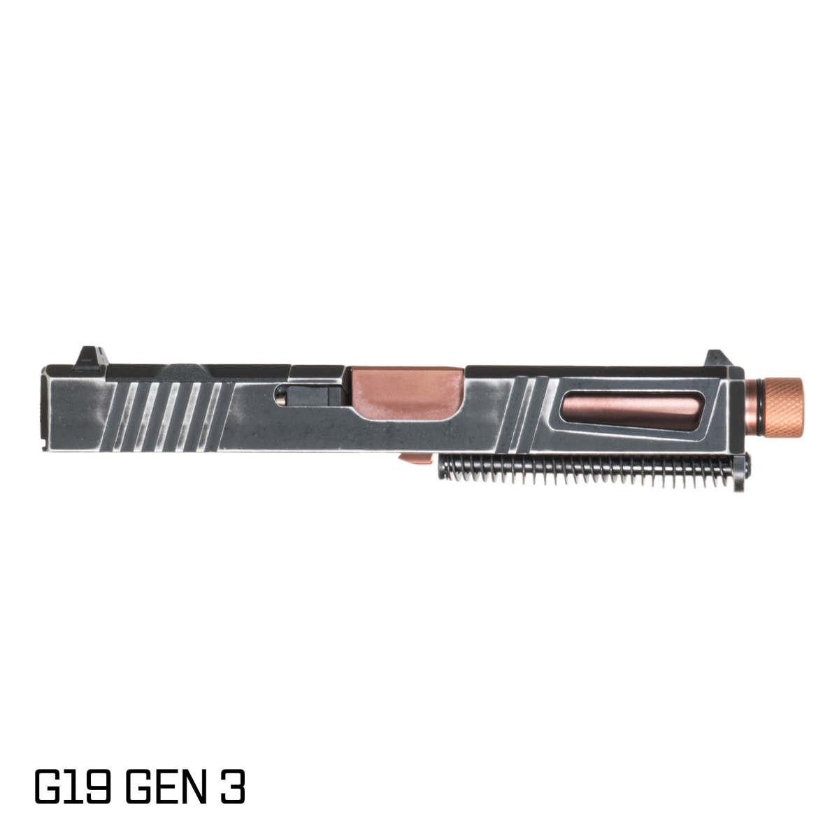 DTT Stiffler MFG Lionheart Threaded Copper PVD Barrel G19 Gen 1-3 Compatible 9MM Space Worn RMR Complete Slide Kit