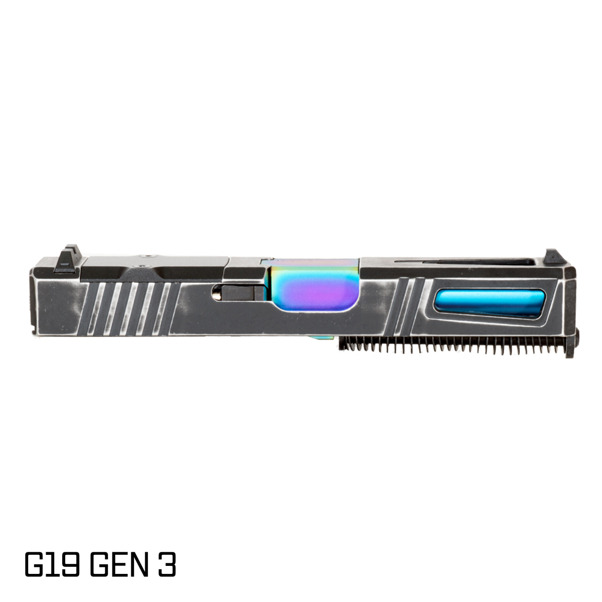 DTT Stiffler MFG Lionheart Rainbow PVD Barrel G19 Gen 1-3 Compatible 9MM Space Worn RMR Complete Slide Kit