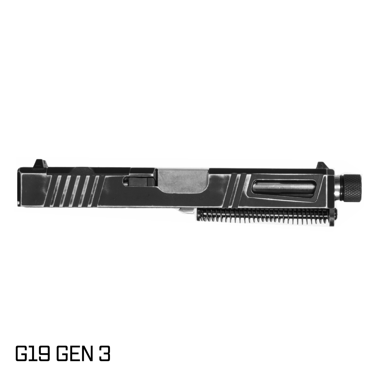 DTT Stiffler MFG Lionheart Threaded Polished Stainless Barrel G19 Gen 1-3 Compatible 9MM Space Worn RMR Complete Slide Kit