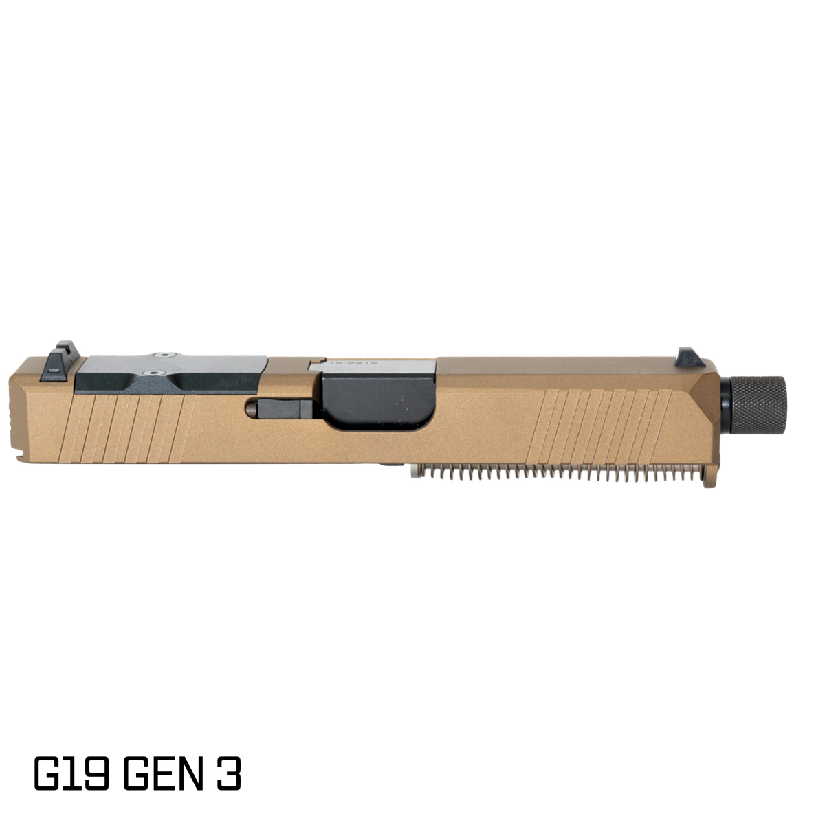 DTT Stiffler MFG Valkyrie Threaded Nitride Barrel G19 Gen 1-3 Compatible 9MM Burnt Bronze RMR Complete Slide Kit