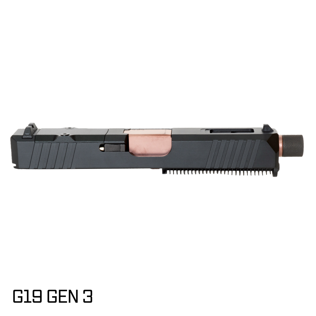 DTT Stiffler MFG Wayfinder Threaded Copper PVD Barrel G19 Gen 1-3 Compatible 9MM Black RMR Complete Slide Kit