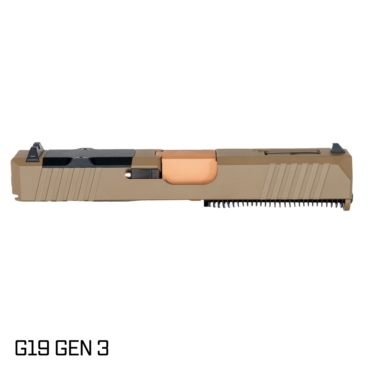 DTT Stiffler MFG Wayfinder Copper PVD Barrel G19 Gen 1-3 Compatible 9MM FDE RMR Complete Slide Kit