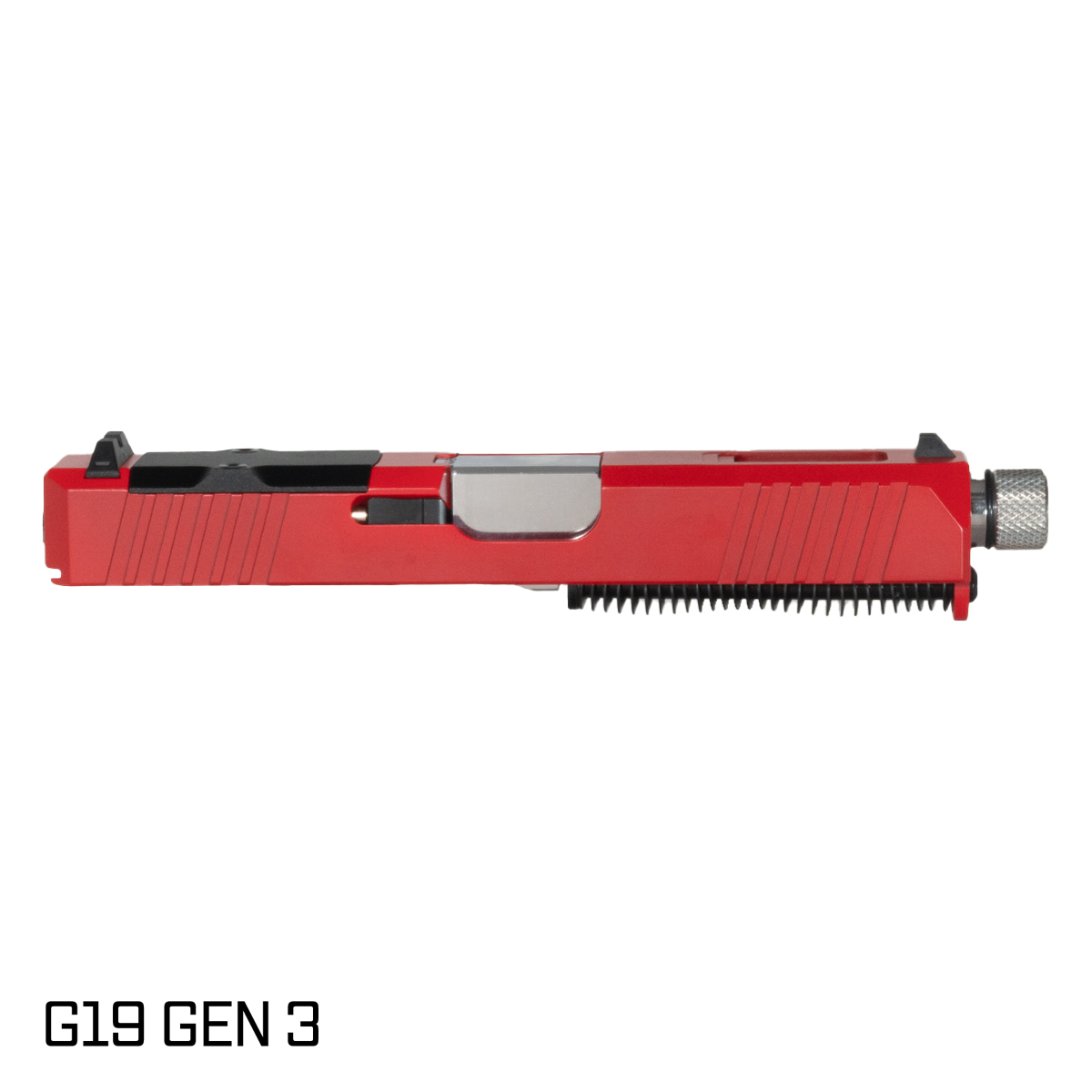 DTT Stiffler MFG Wayfinder Threaded Polished Stainless Barrel G19 Gen 1-3 Compatible 9MM Red RMR Complete Slide Kit