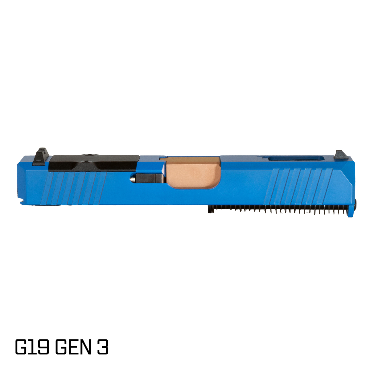 DTT Stiffler MFG Wayfinder Copper PVD Barrel G19 Gen 1-3 Compatible 9MM Blue RMR Complete Slide Kit