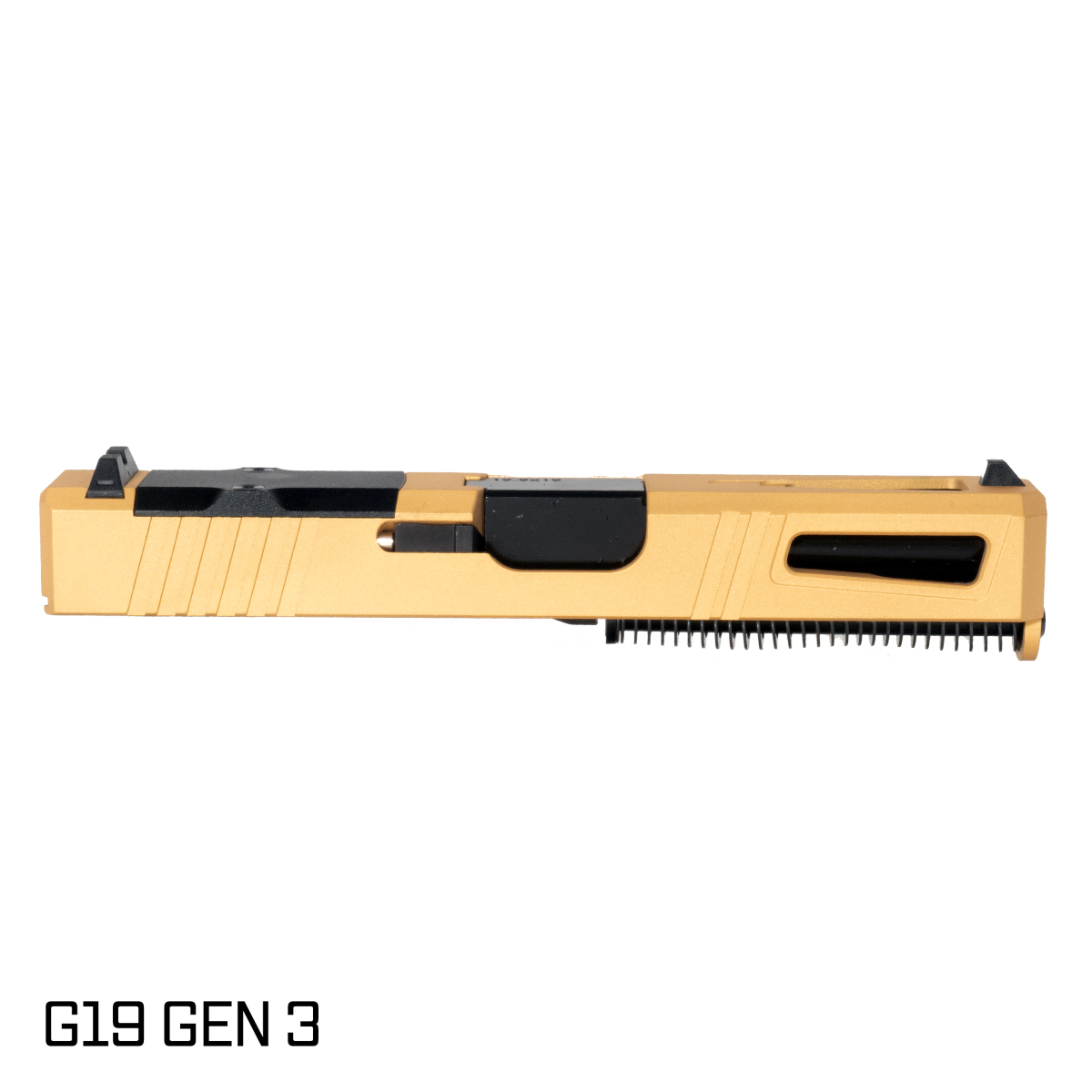 DTT Stiffler MFG Lionheart Ported Nitride Barrel G19 Gen 1-3 Compatible 9MM Gold RMR Complete Slide Kit