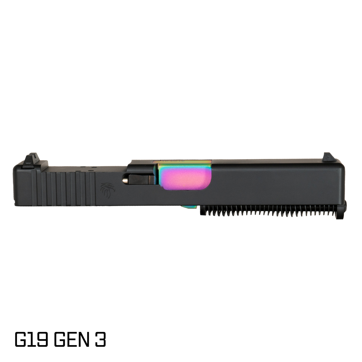 DTT Atomade Rainbow PVD Barrel G19 Gen 1-3 Compatible 9MM Black RMR Complete Slide Kit