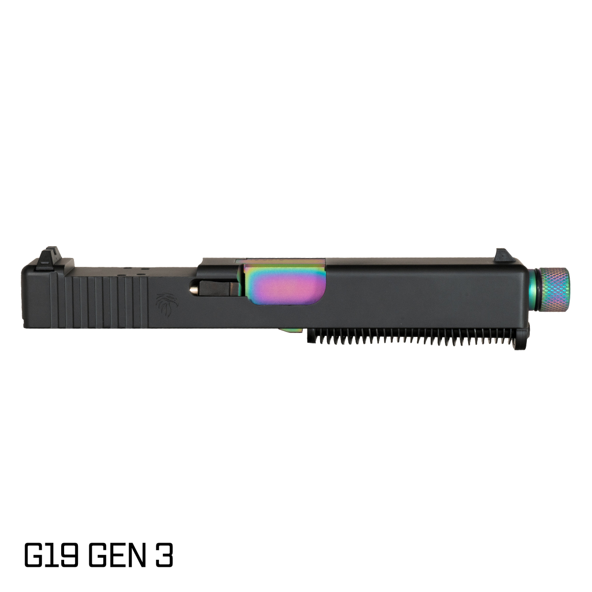 DTT Atomade Threaded Rainbow PVD Barrel G19 Gen 1-3 Compatible 9MM Black RMR Complete Slide Kit