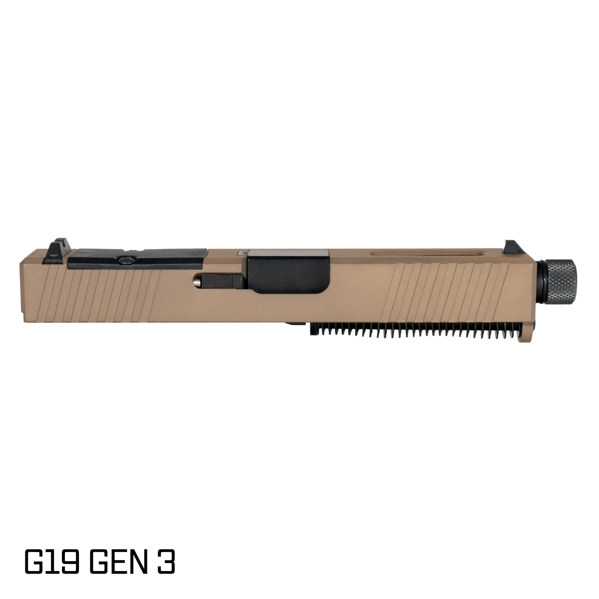 Davidson Defense Packless Threaded Nitride Barrel G19 Gen 1-3 Compatible 9MM FDE RMR Complete Slide Kit