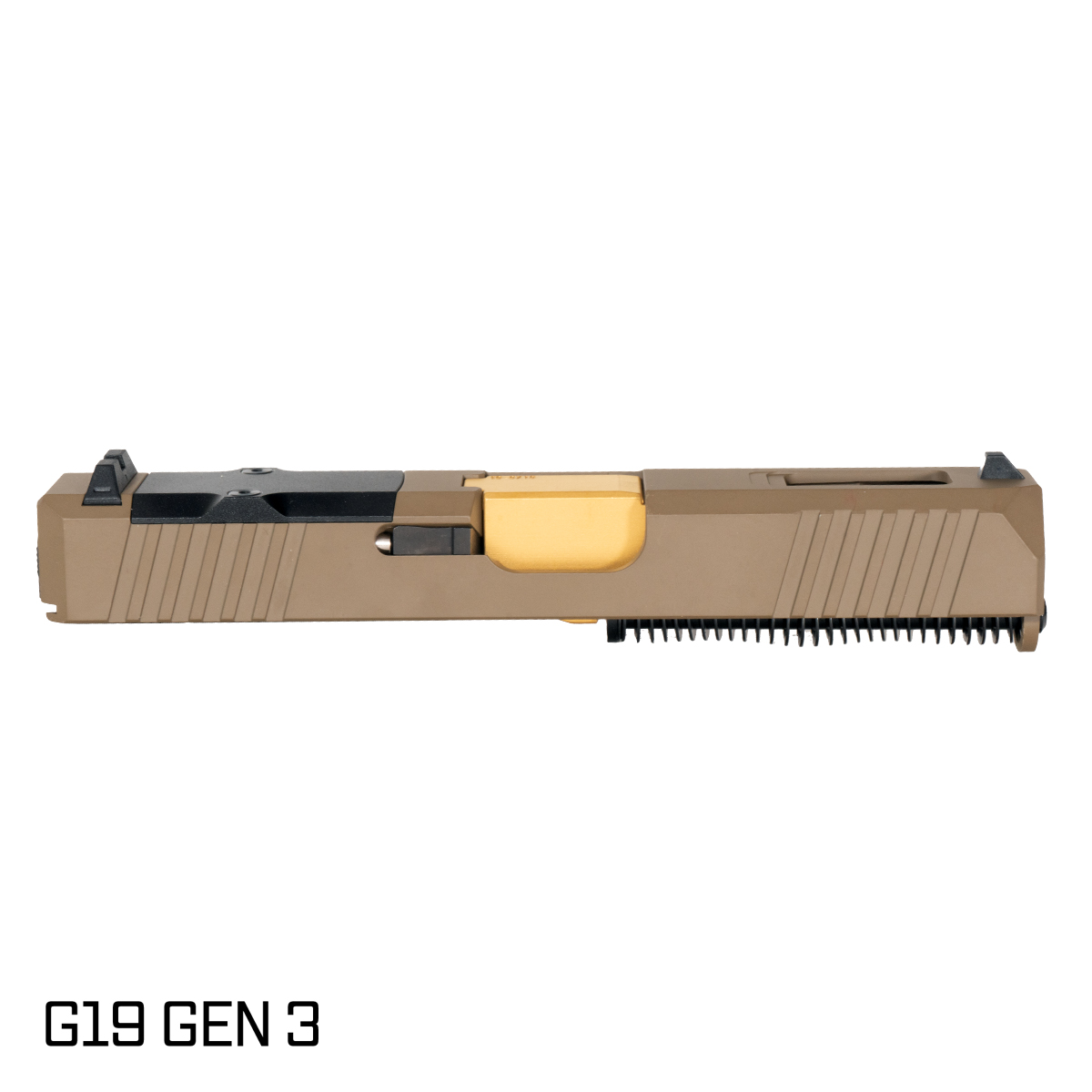 DTT Stiffler MFG Wayfinder Ported Gold TiN Barrel G19 Gen 1-3 Compatible 9MM FDE RMR Complete Slide Kit