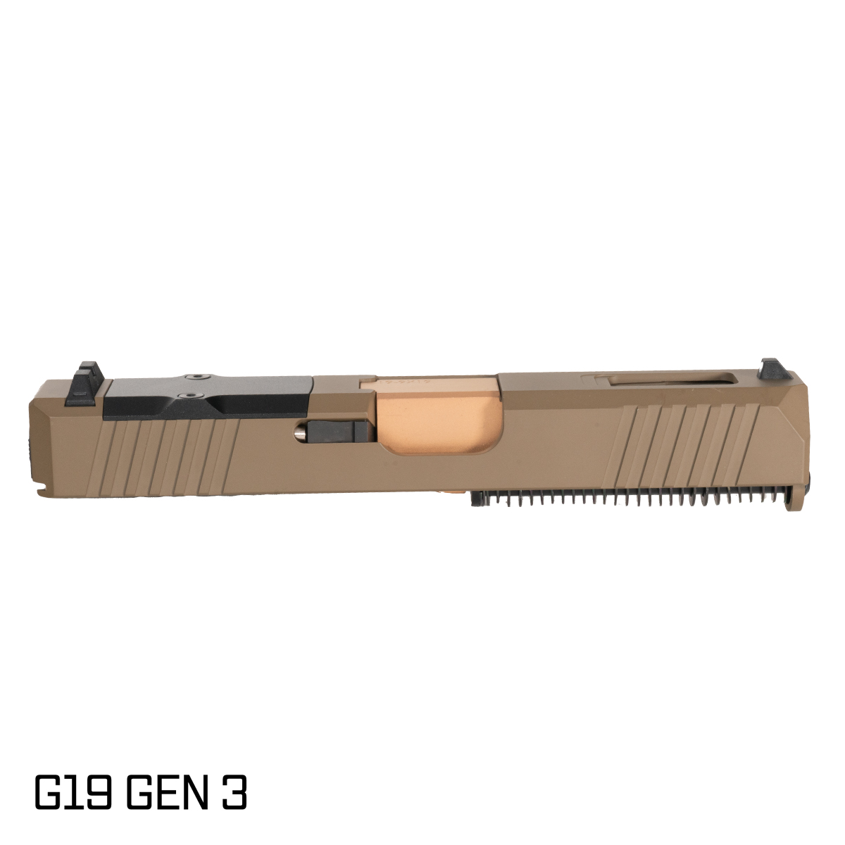 DTT Stiffler MFG Wayfinder Ported Copper PVD Barrel G19 Gen 1-3 Compatible 9MM FDE RMR Complete Slide Kit