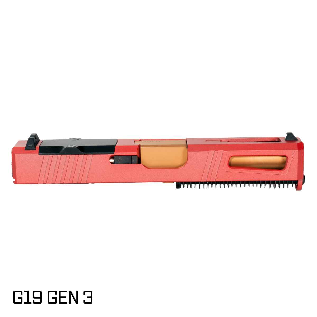 DTT Stiffler MFG Lionheart Ported Copper PVD Barrel G19 Gen 1-3 Compatible 9MM Red Crimson RMR Complete Slide Kit