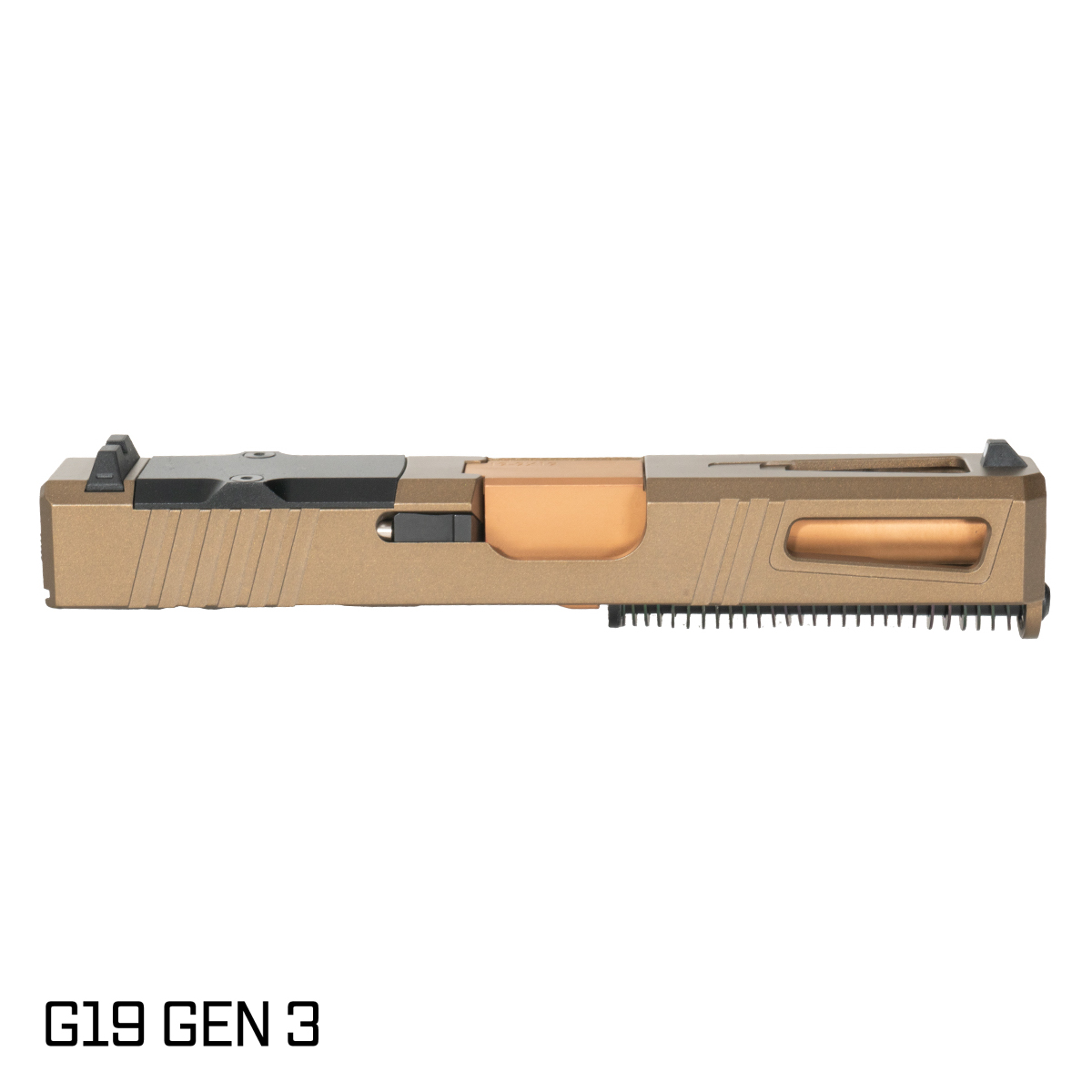 DTT Stiffler MFG Lionheart Ported Copper PVD Barrel G19 Gen 1-3 Compatible 9MM Burnt Bronze RMR Complete Slide Kit