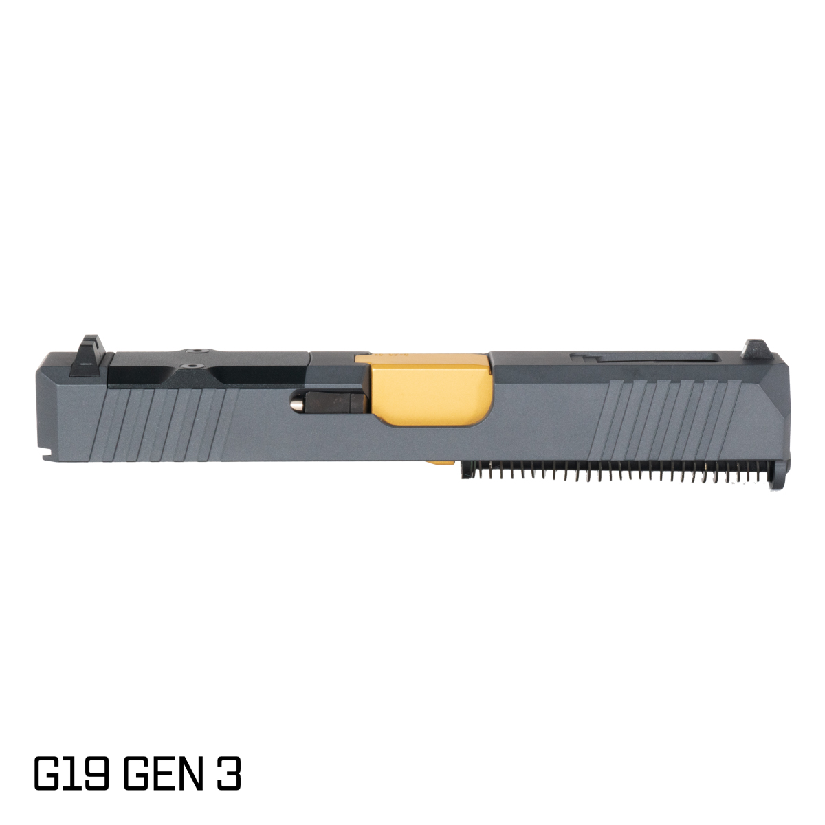 DTT Stiffler MFG Wayfinder Ported Gold TiN Barrel G19 Gen 1-3 Compatible 9MM Sniper Gray RMR Complete Slide Kit