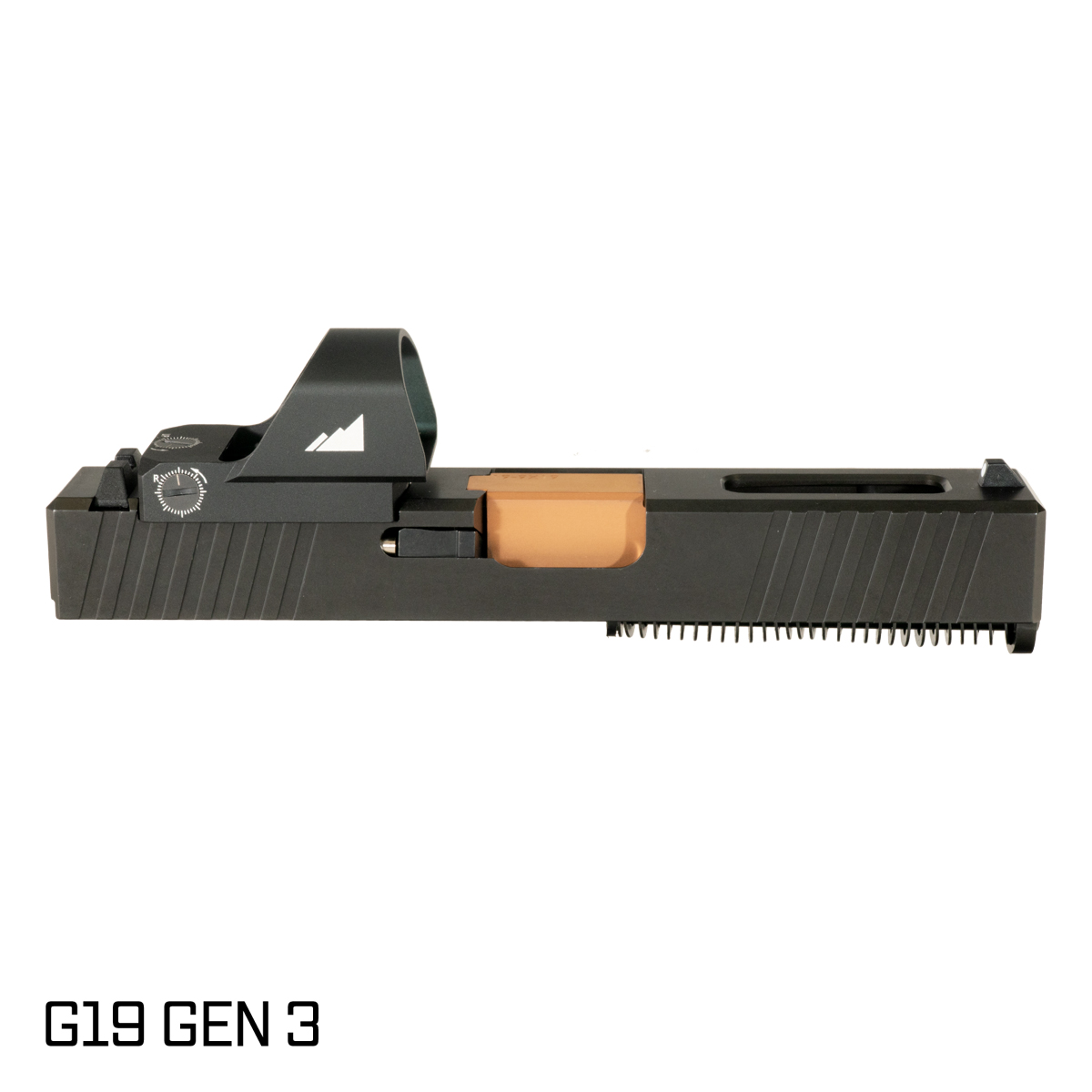 Davidson Defense Paladin Crowned Copper PVD Barrel G19 Gen 1-3 Compatible 9MM Black RMR Complete Slide Kit ﻿﻿﻿﻿w/ Northtac F12 Red Dot