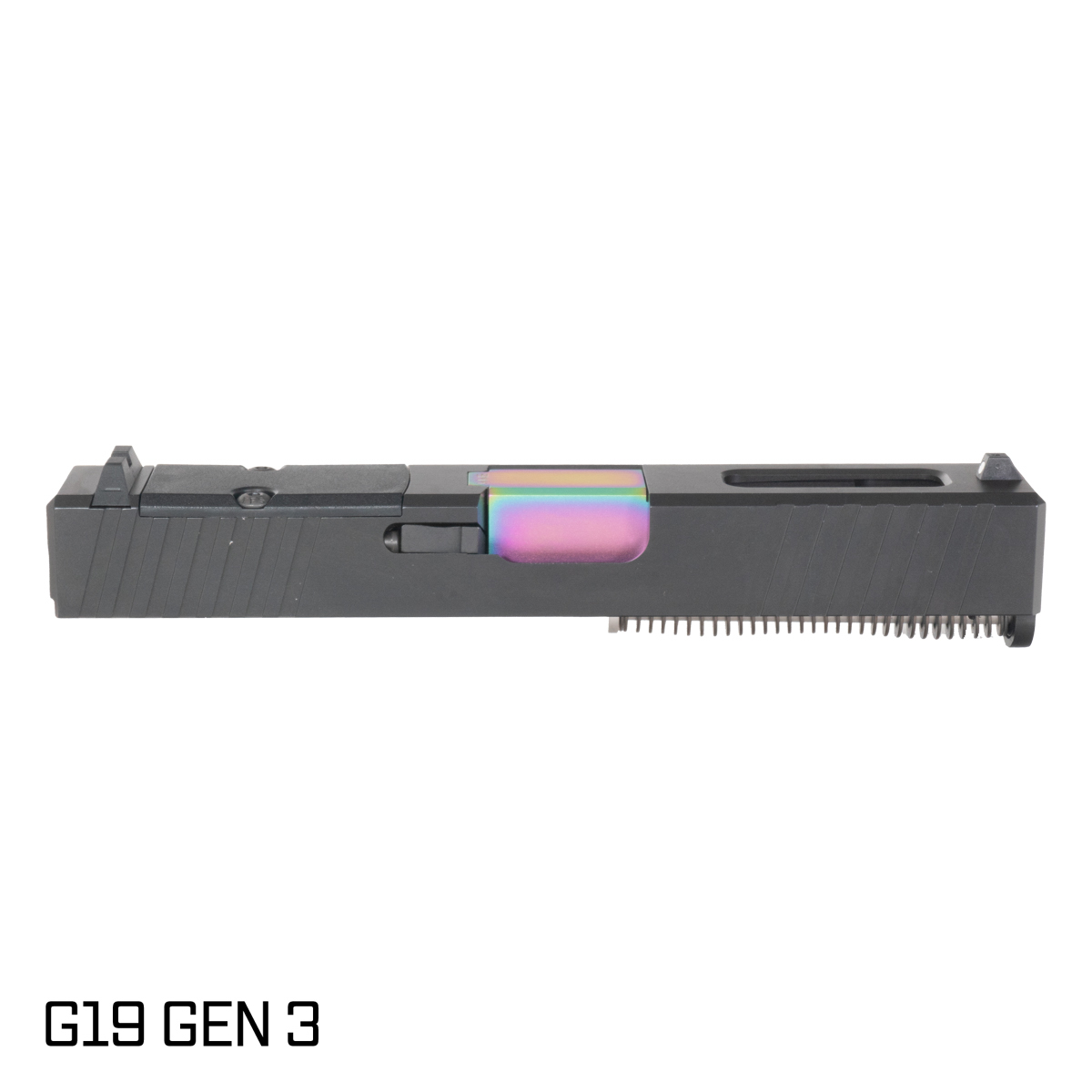 Davidson Defense Paladin Crowned Rainbow PVD Barrel G19 Gen 1-3 Compatible 9MM Black RMR Complete Slide Kit