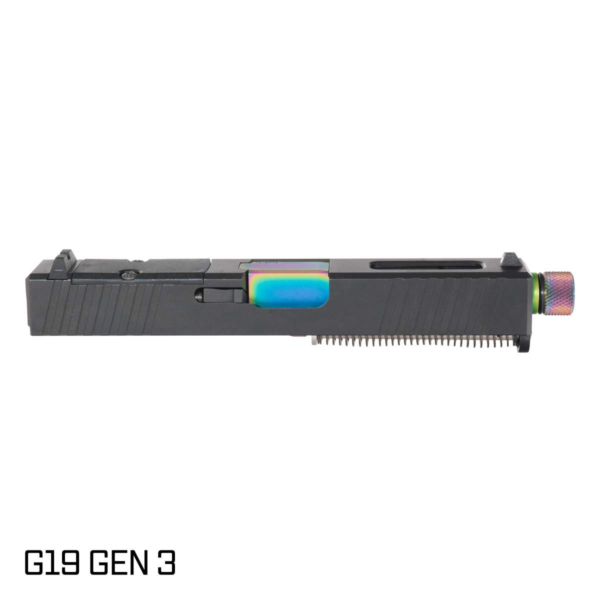 Davidson Defense Paladin Threaded Rainbow PVD Barrel G19 Gen 1-3 Compatible 9MM Black RMR Complete Slide Kit