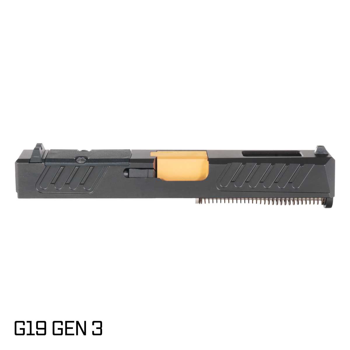 Davidson Defense Stiletto Crowned Gold TiN Barrel G19 Gen 1-3 Compatible 9MM Gold RMR Complete Slide Kit