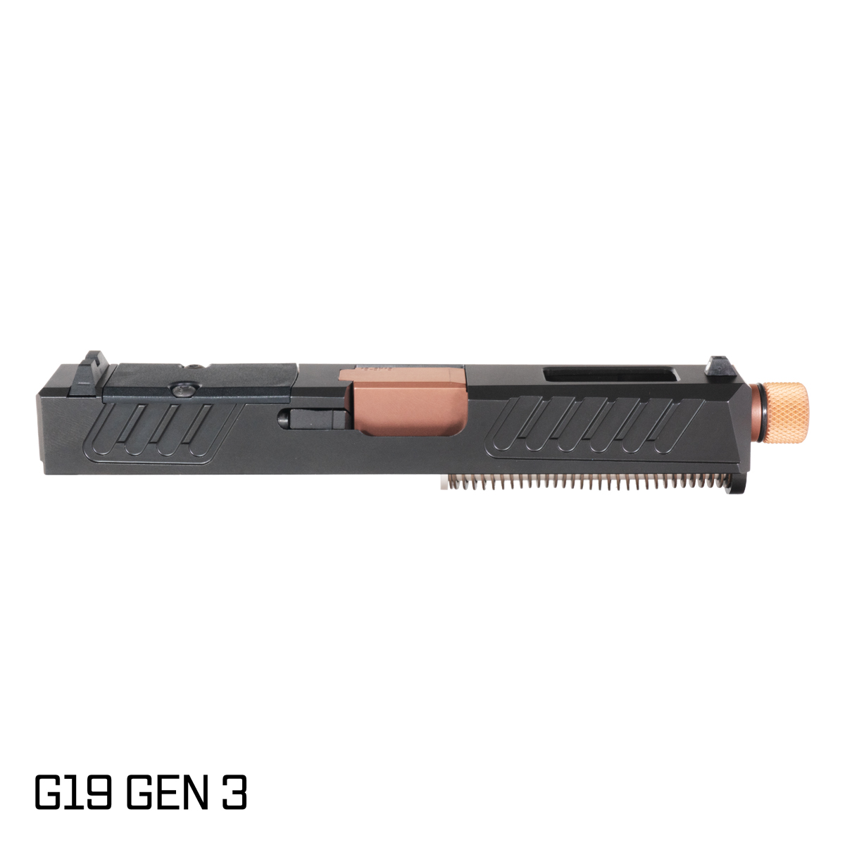 Davidson Defense Stiletto Threaded Copper PVD Barrel G19 Gen 1-3 Compatible 9MM Black RMR Complete Slide Kit