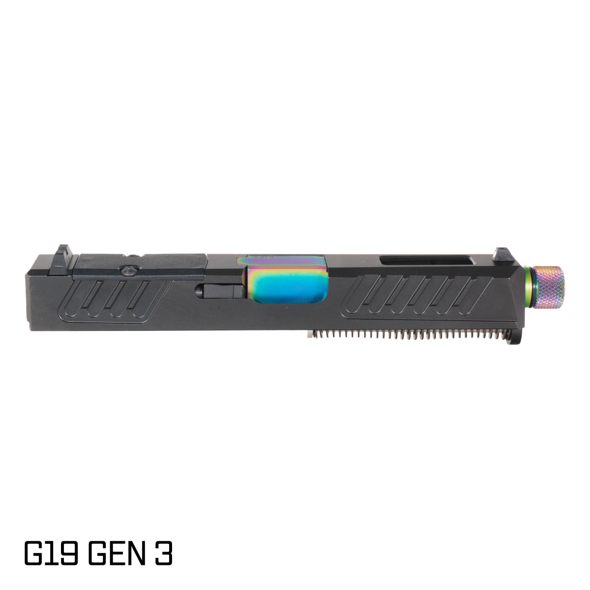 Davidson Defense  Stiletto Threaded Rainbow PVD Barrel G19 Gen 1-3 Compatible 9MM Black RMR Complete Slide Kit