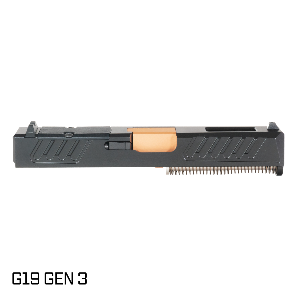 Davidson Defens  Stiletto Ported Copper PVD Barrel G19 Gen 1-3 Compatible 9MM Black RMR Complete Slide Kit