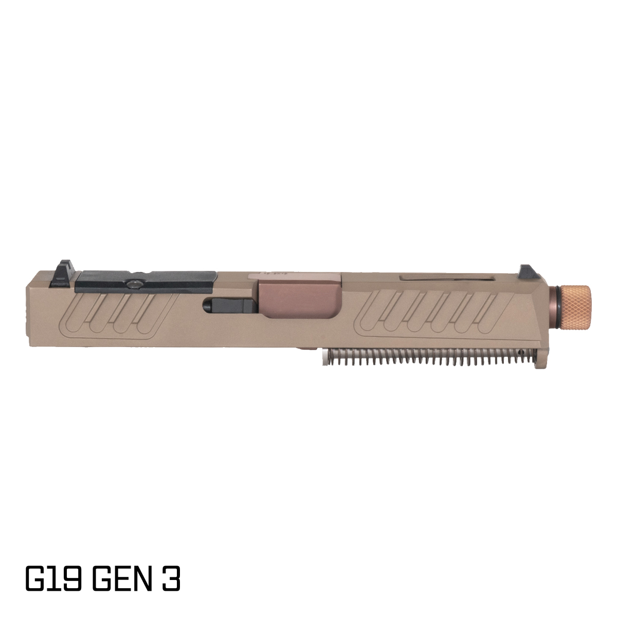 Davidson Defense Stiletto Threaded Copper PVD Barrel G19 Gen 1-3 Compatible 9MM FDE RMR Complete Slide Kit