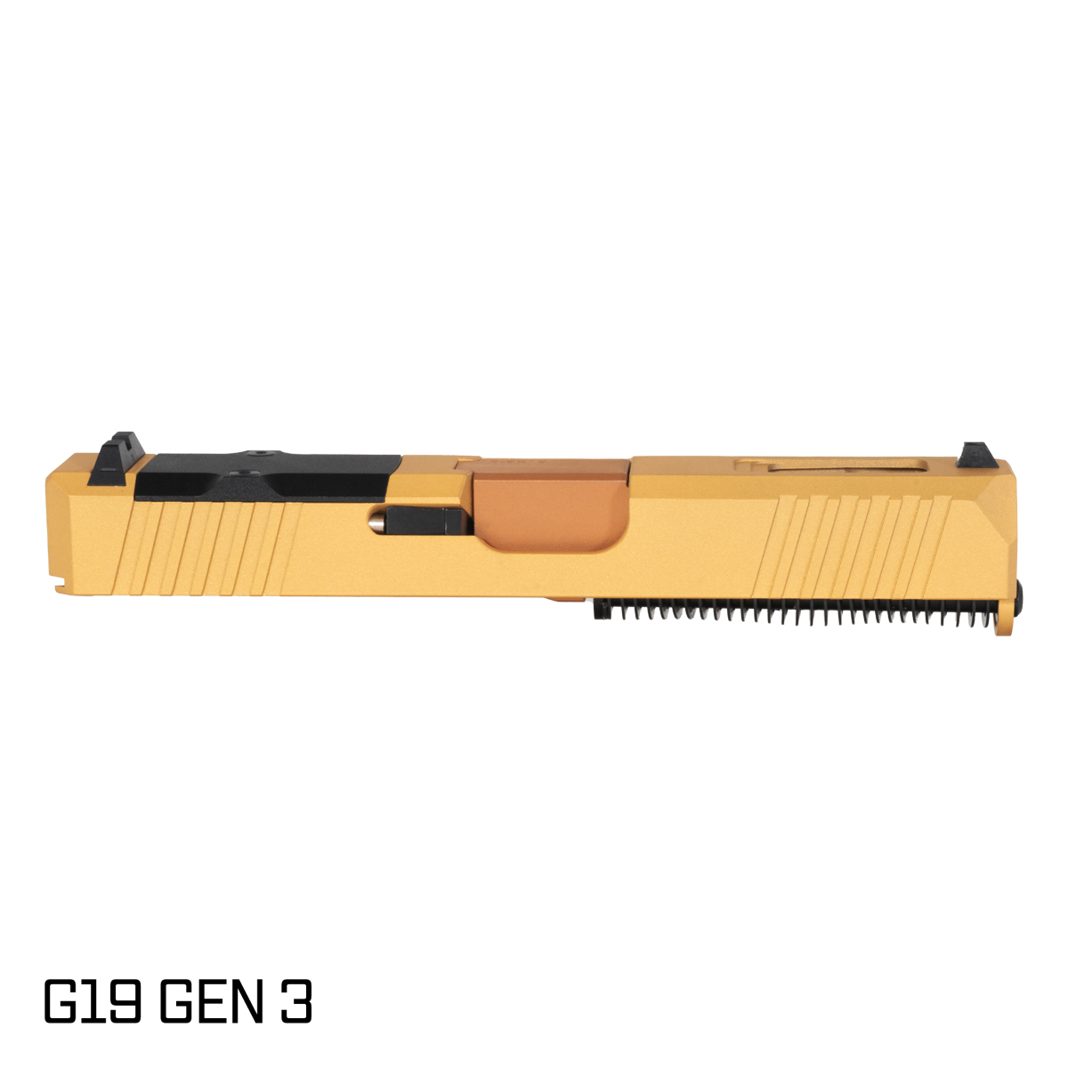 DTT Stiffler MFG Wayfinder Ported Copper PVD Barrel G19 Gen 1-3 Compatible 9MM Gold RMR Complete Slide Kit