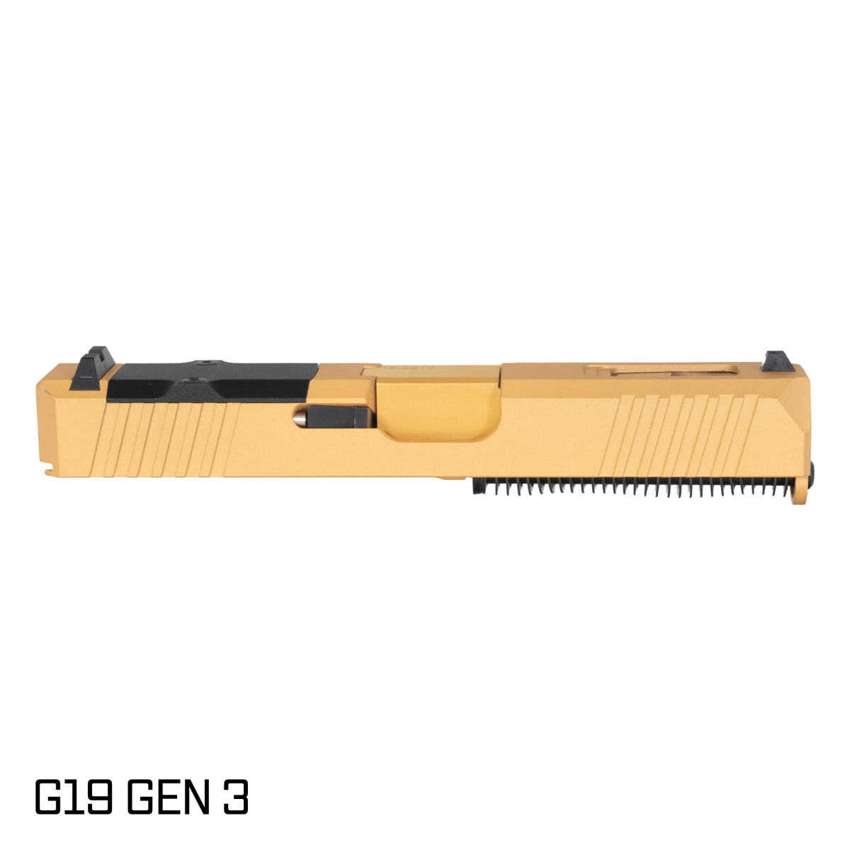 DTT Stiffler MFG Wayfinder Crowned Gold TiN Barrel G19 Gen 1-3 Compatible 9MM Gold RMR Complete Slide Kit
