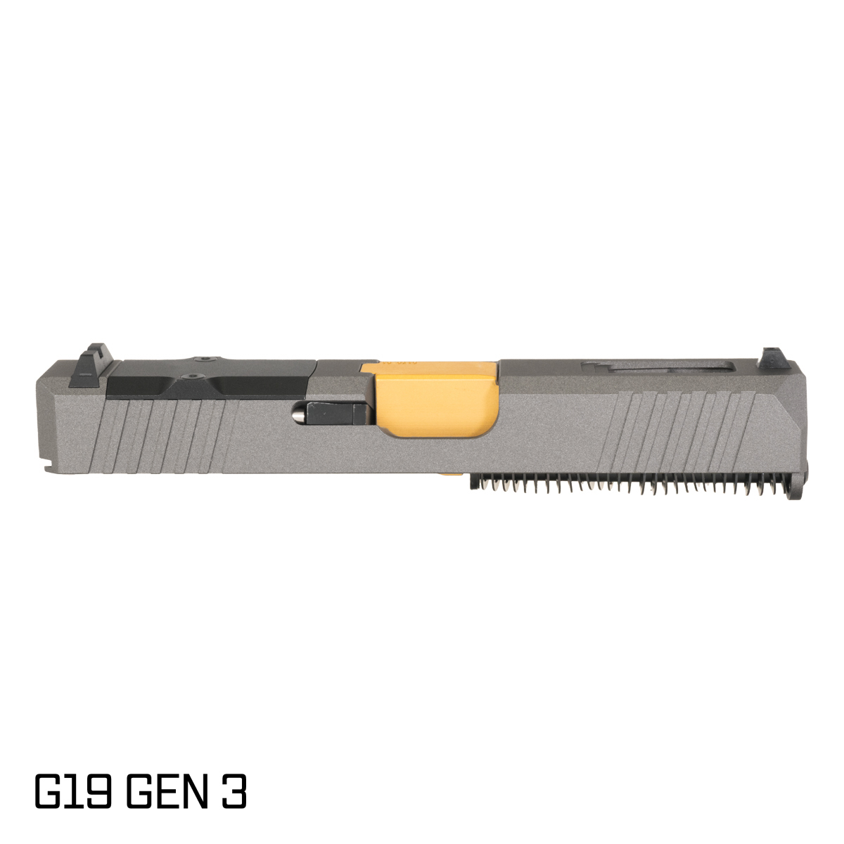 DTT Stiffler MFG Wayfinder Gold TiN Barrel G19 Gen 1-3 Compatible 9MM Tungsten RMR Complete Slide Kit