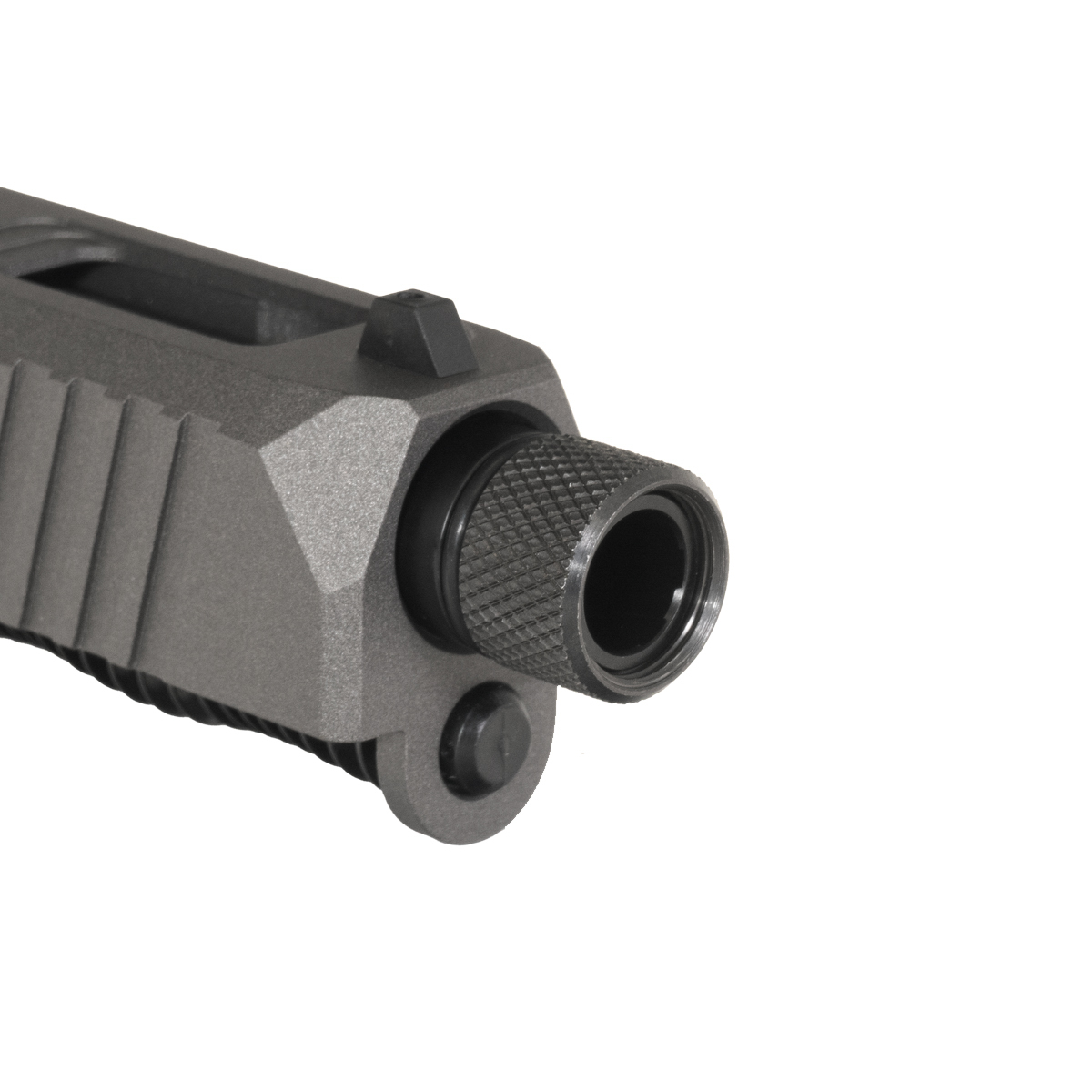 thumbnail interactive-video image 1 of Tungsten Cerakote Glock 17 Complete Upper – RMR Cut, Black Nitride Barrel, No Sights, USA Made 1 of 3