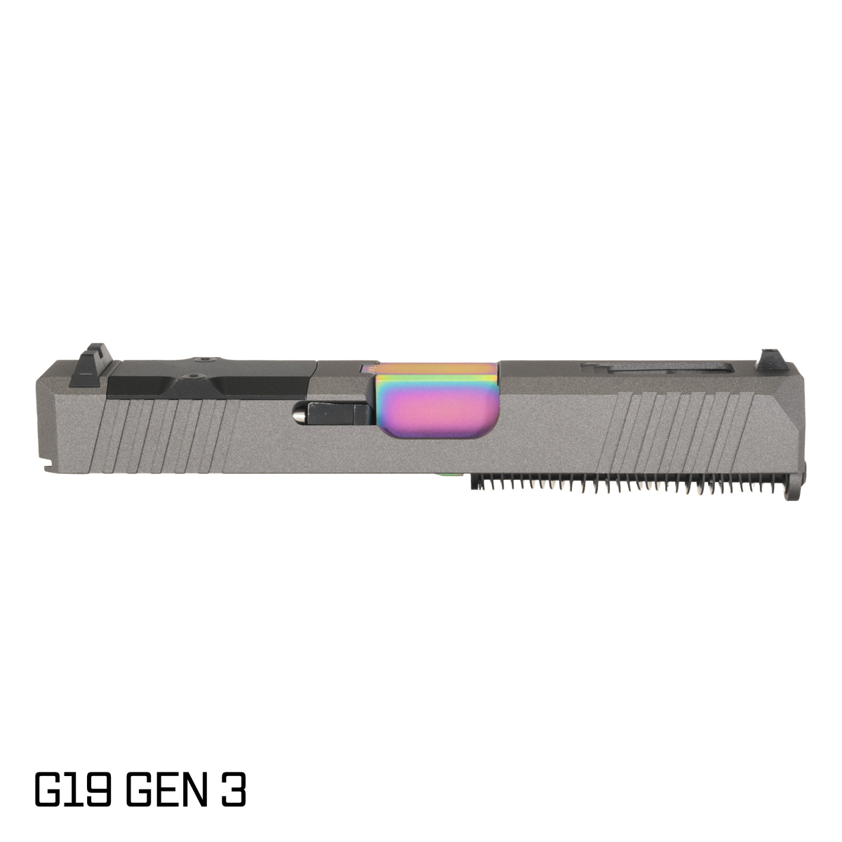DTT Stiffler MFG Wayfinder Crowned Rainbow PVD Barrel G19 Gen 1-3 Compatible 9MM Tungsten RMR Complete Slide Kit
