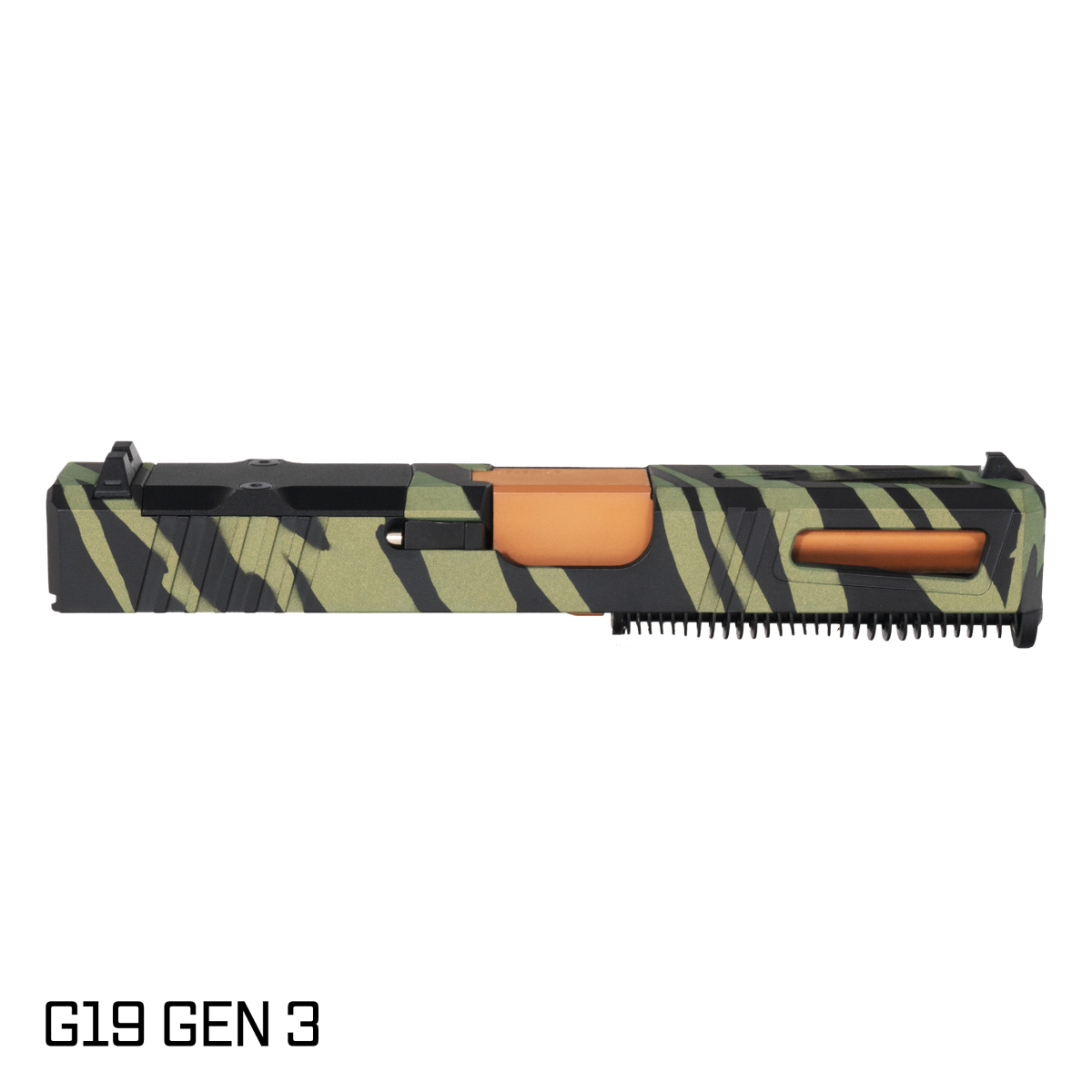 DTT Stiffler MFG Lionheart Crowned Copper PVD Barrel G19 Gen 1-3 Compatible 9MM Tiger Strike Crocodile RMR Complete Slide Kit