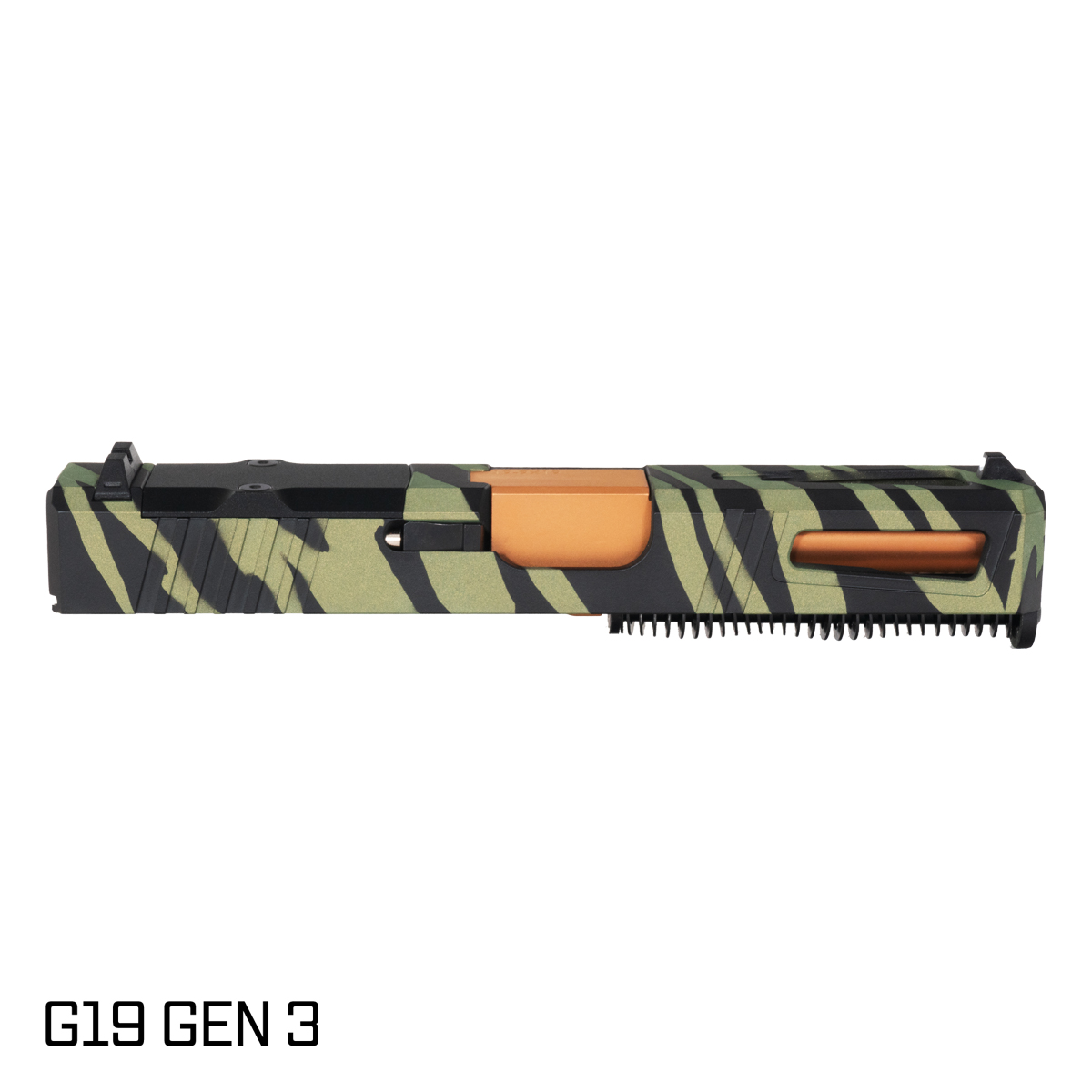 DTT Stiffler MFG Lionheart Ported Copper PVD Barrel G19 Gen 1-3 Compatible 9MM Tiger Strike Crocodile RMR Complete Slide Kit