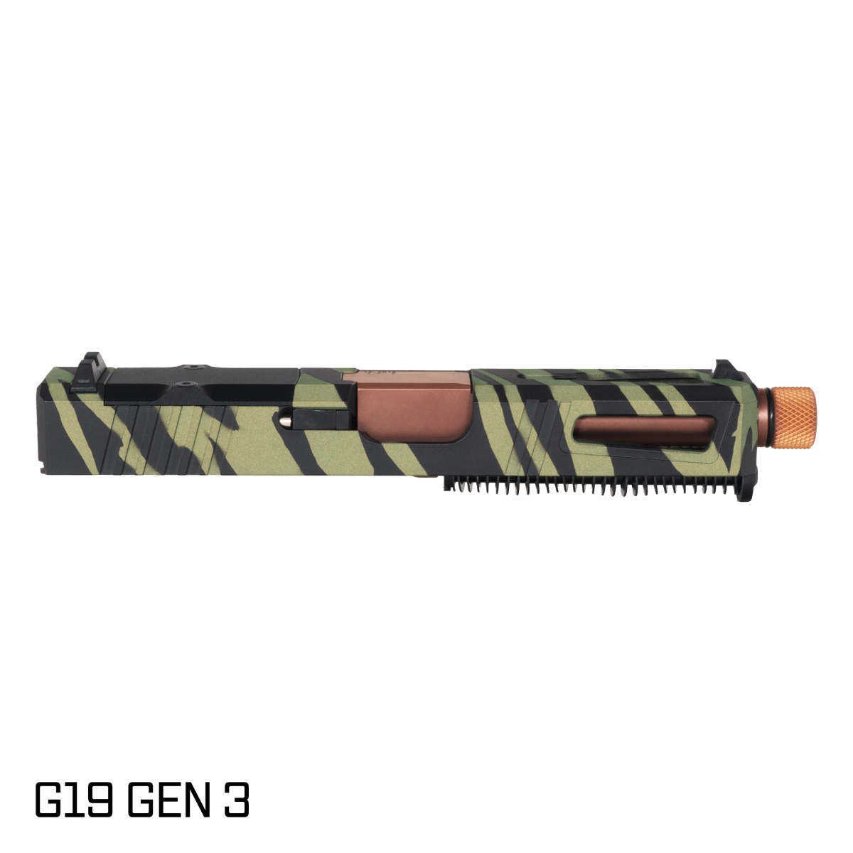 DTT Stiffler MFG Lionheart Threaded Copper PVD Barrel G19 Gen 1-3 Compatible 9MM Tiger Strike Crocodile RMR Complete Slide Kit