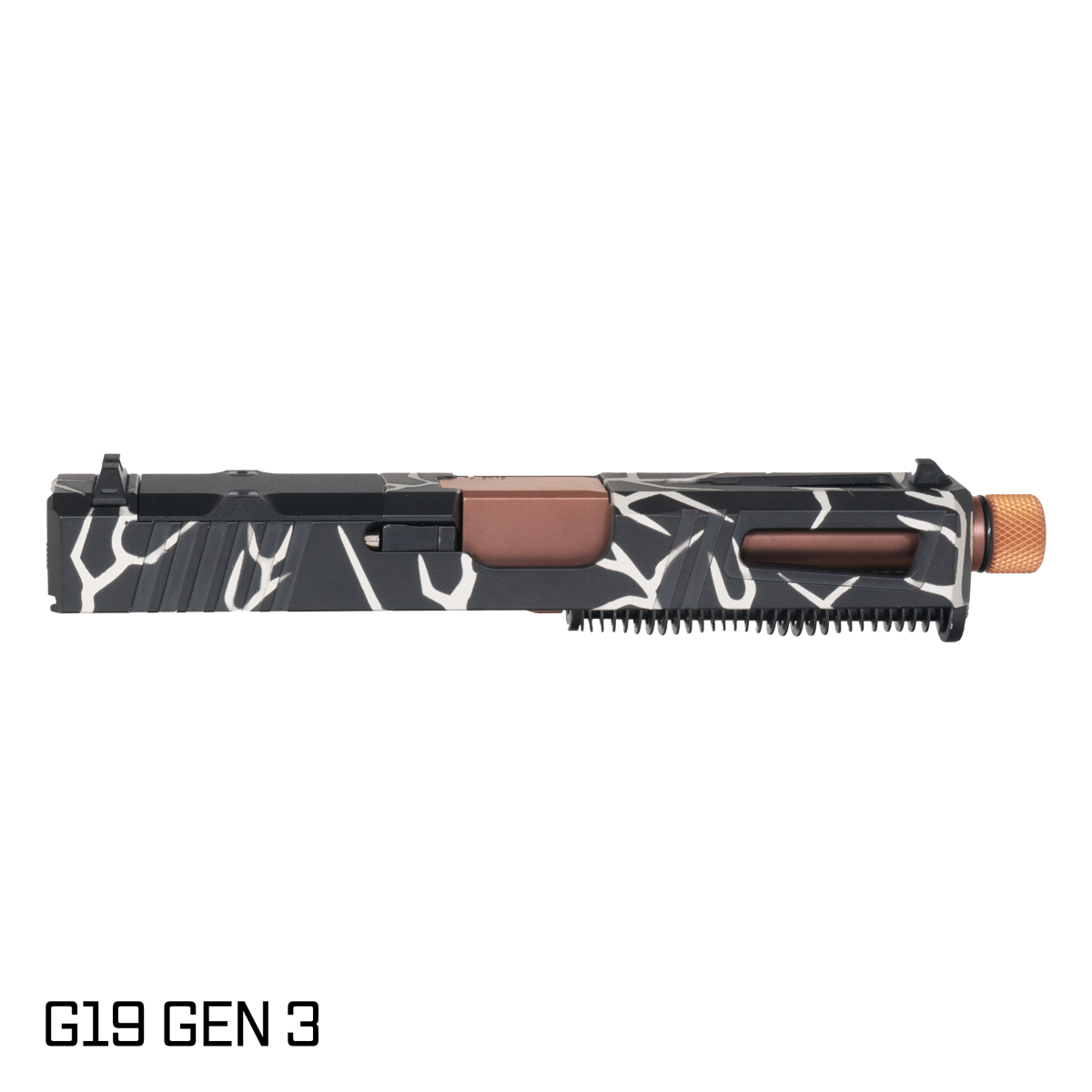 DTT Stiffler MFG Lionheart Threaded Copper PVD Barrel G19 Gen 1-3 Compatible 9MM Stainless Lightning RMR Complete Slide Kit